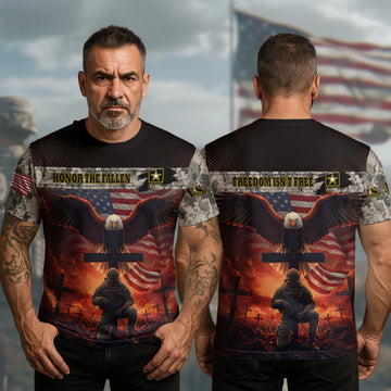 Honor the Fallen Under God Protected by Valor Carried by Freedom Proud Veteran Tribute All-over Print T-Shirt