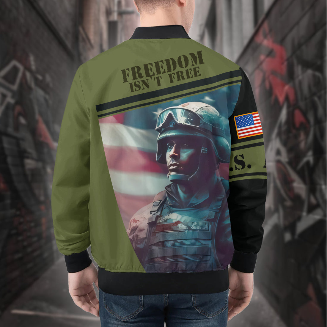 U.S. Army Freedom Isn't Free All-over Print Bomber Jacket