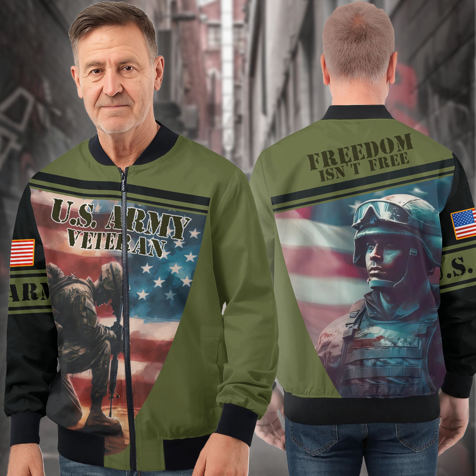 U.S. Army Freedom Isn't Free All-over Print Bomber Jacket
