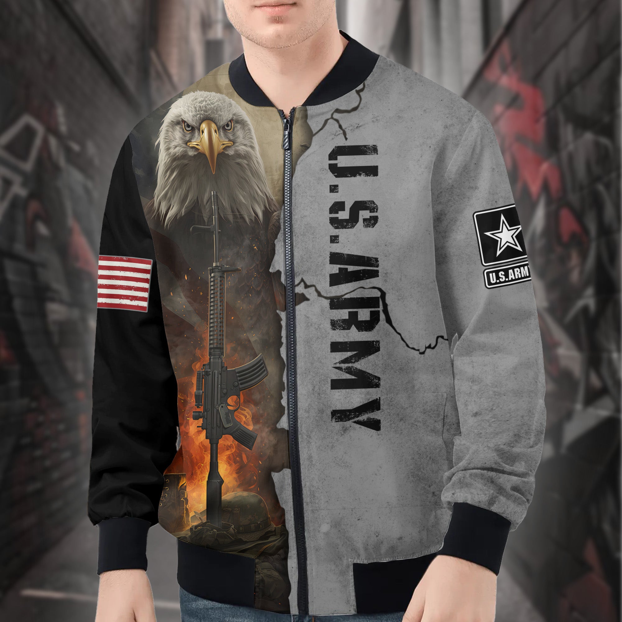 U.S. Army Proud Defender All-over Print Bomber Jacket