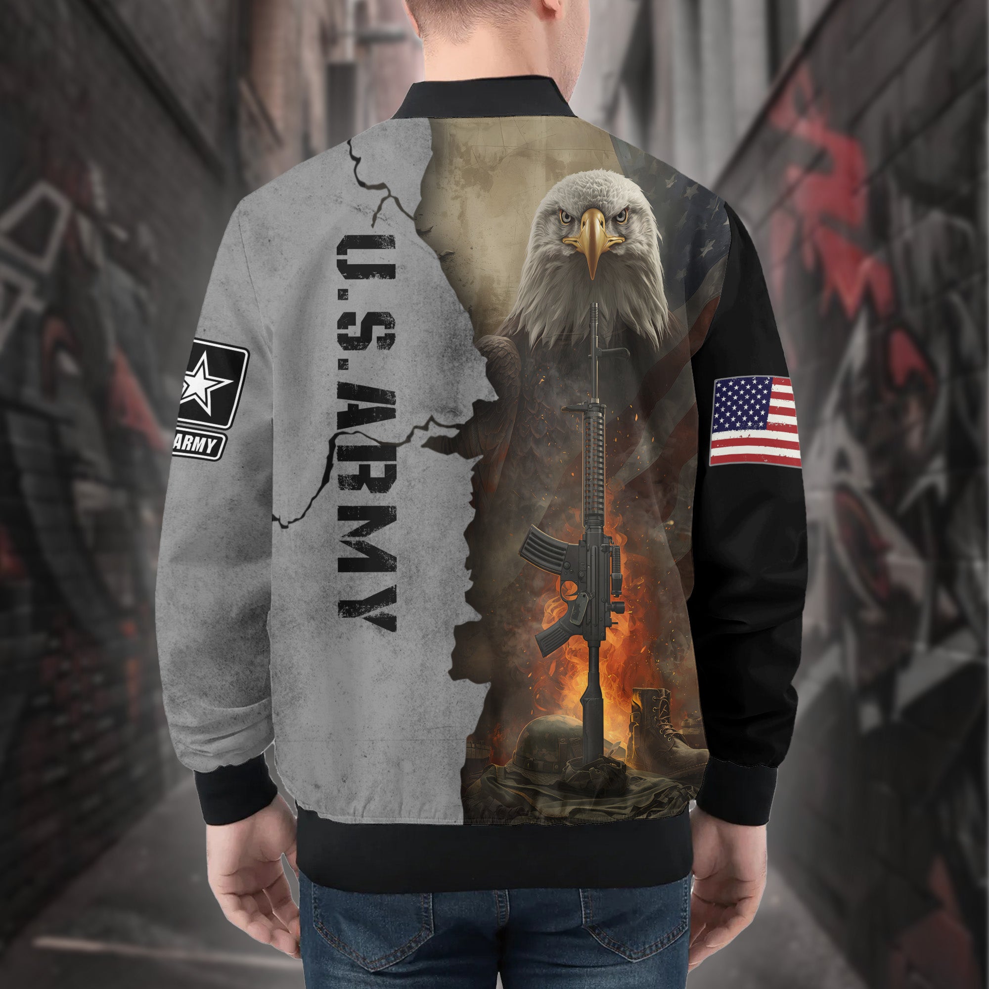 U.S. Army Proud Defender All-over Print Bomber Jacket