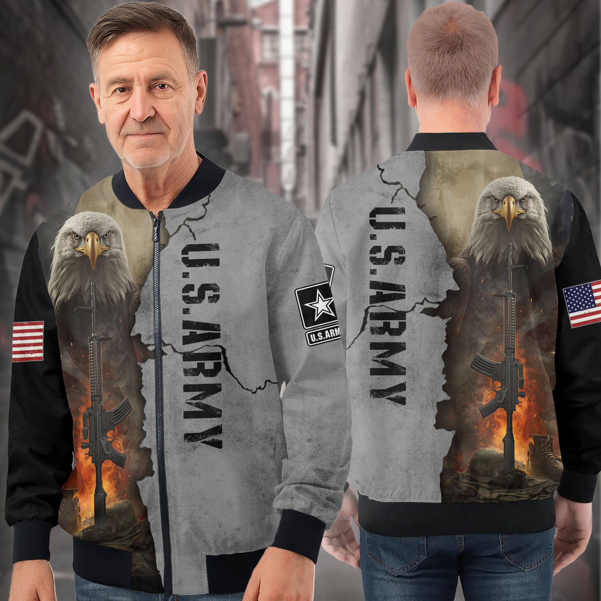 U.S. Army Proud Defender All-over Print Bomber Jacket