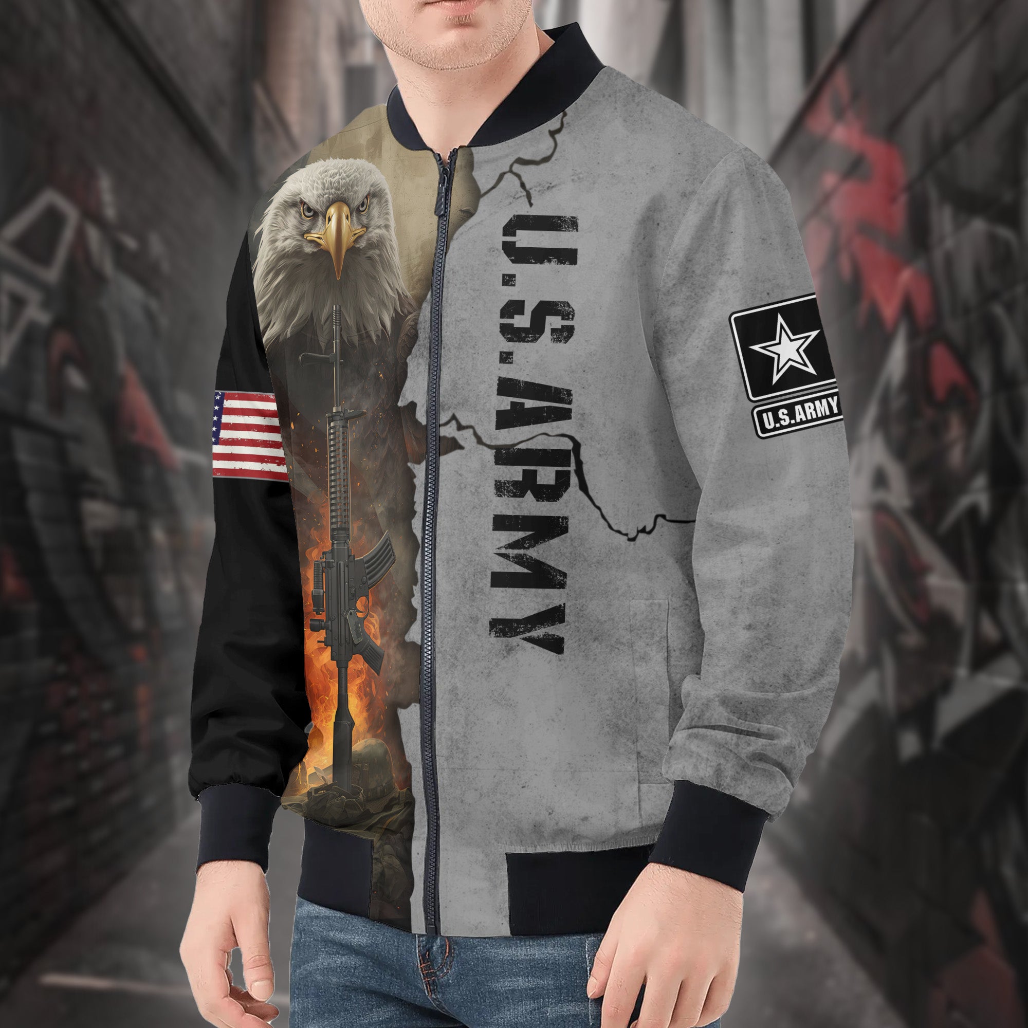 U.S. Army Proud Defender All-over Print Bomber Jacket