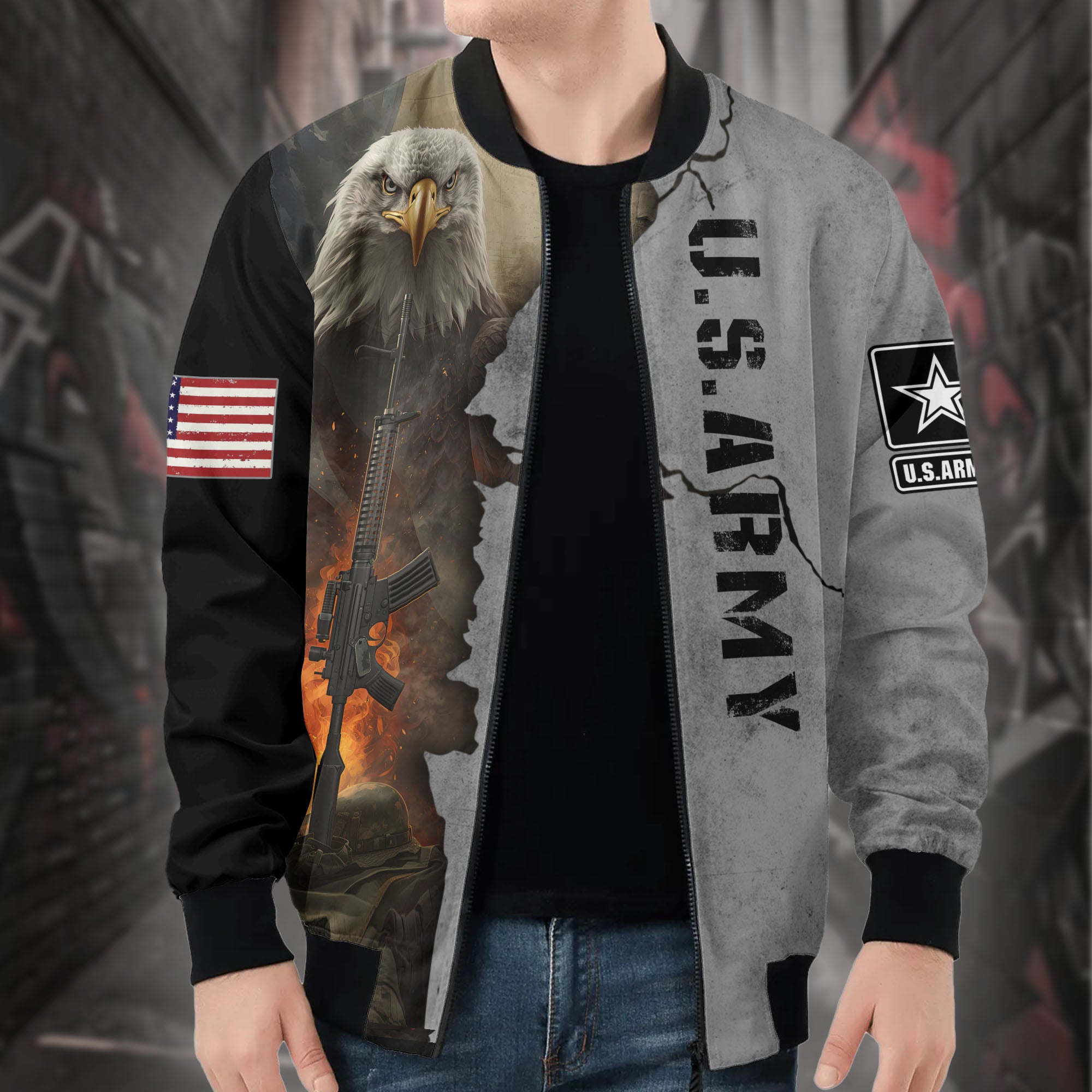 U.S. Army Proud Defender All-over Print Bomber Jacket
