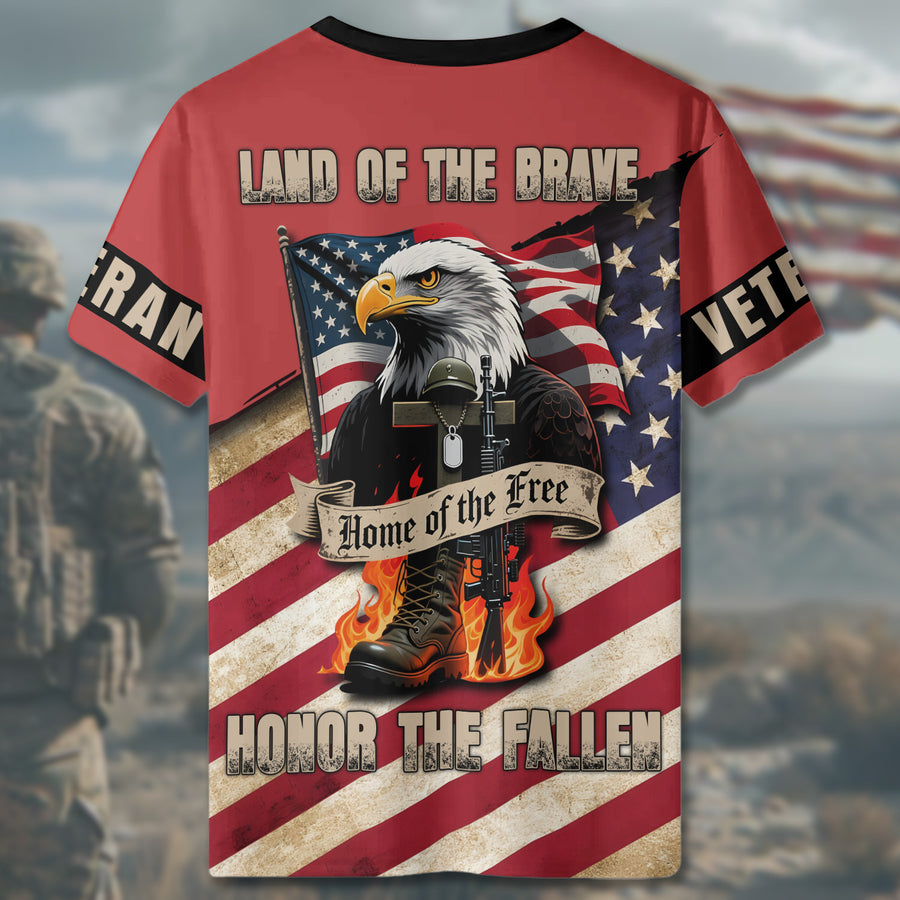 Land of the Brave Home of All-over Print T-Shirt