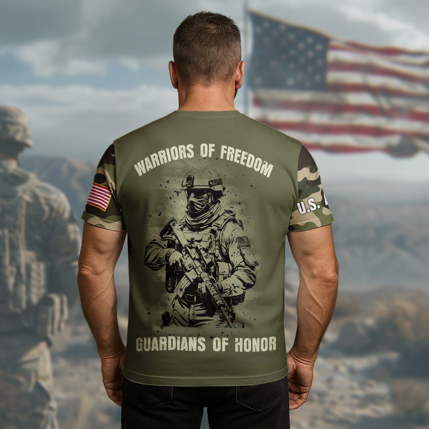 Warriors of Freedom Guardians of Honor Proud Veterans Who Serve with Courage and Integrity All-over Print T-Shirt