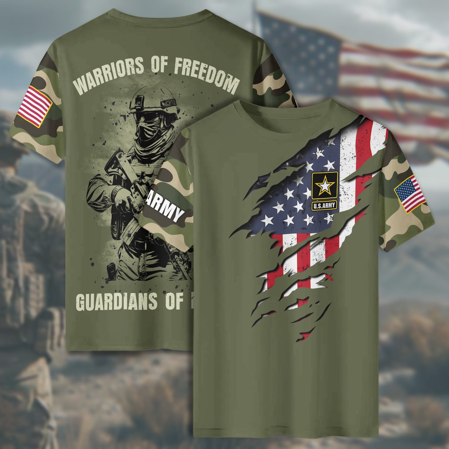 Warriors of Freedom Guardians of Honor Proud Veterans Who Serve with Courage and Integrity All-over Print T-Shirt