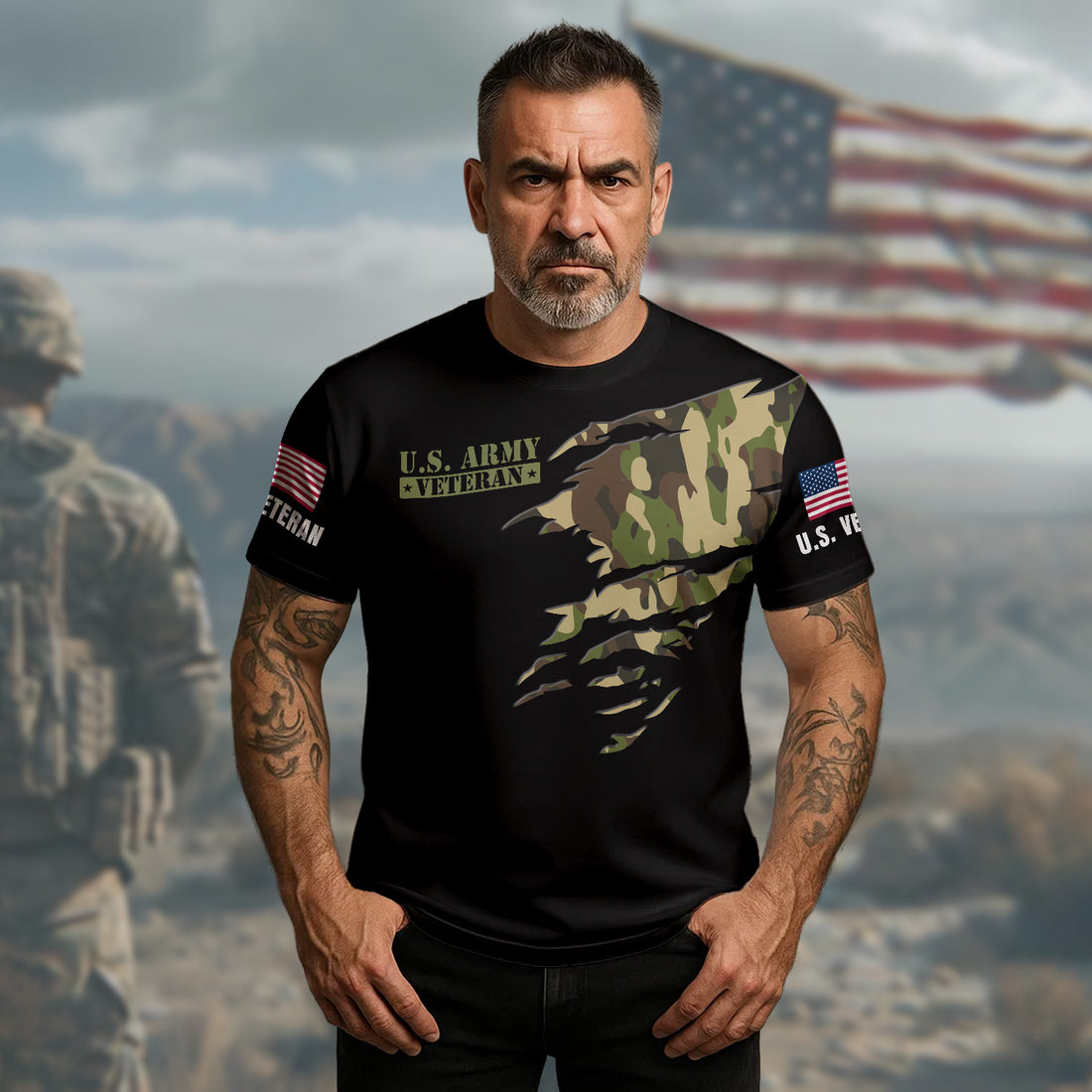 My Time in Uniform Is Over But Being a Veteran Never Ends Pride Duty and Lifelong Honor All-over Print T-Shirt