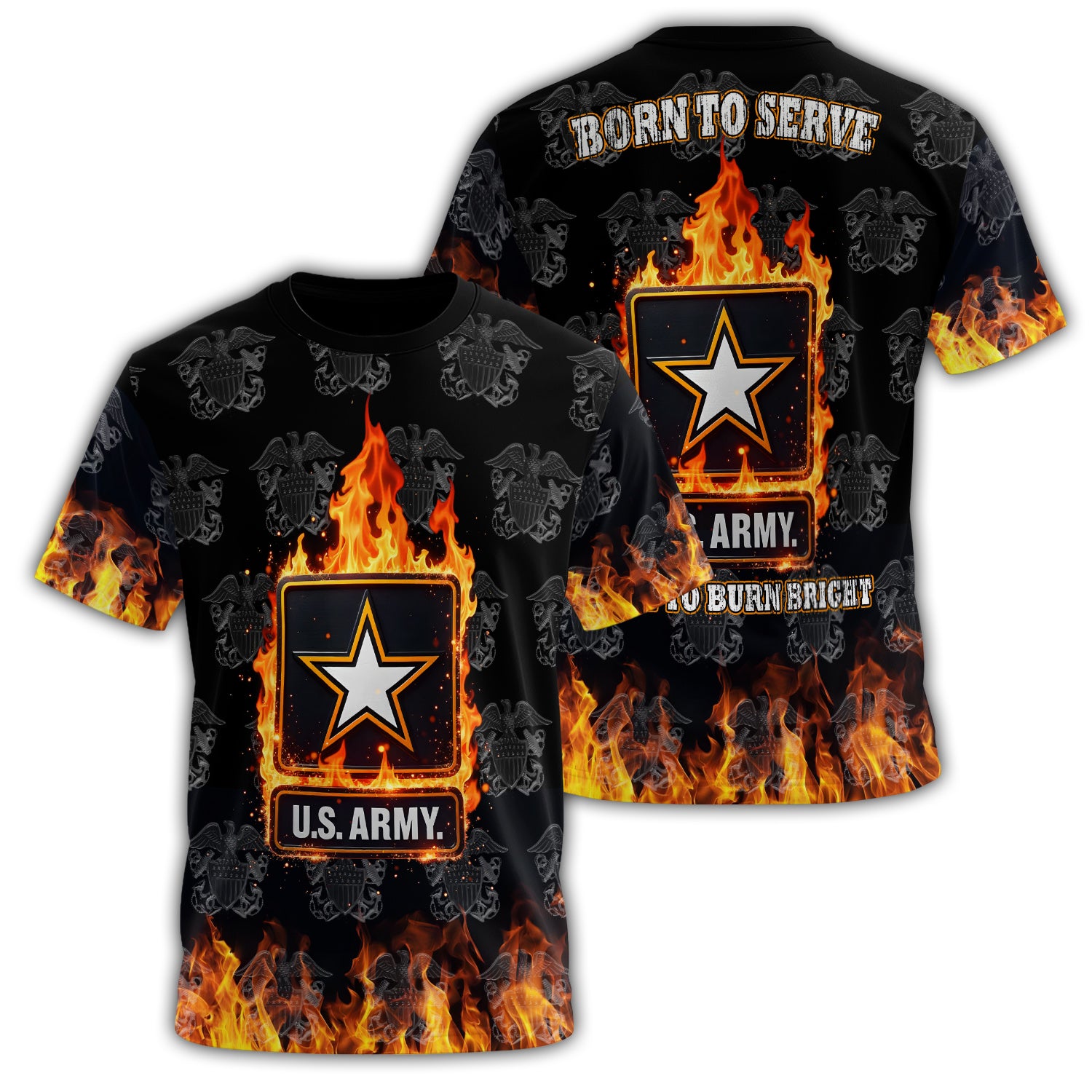Born to Serve Ready to Burn All-over Print T-Shirt
