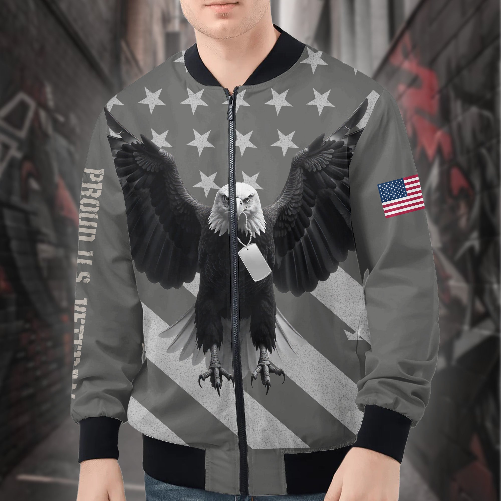 Proud U.S. Veteran Honoring Service Sacrifice and the Unbreakable Spirit of American Heroes All-over Print Bomber Jacket