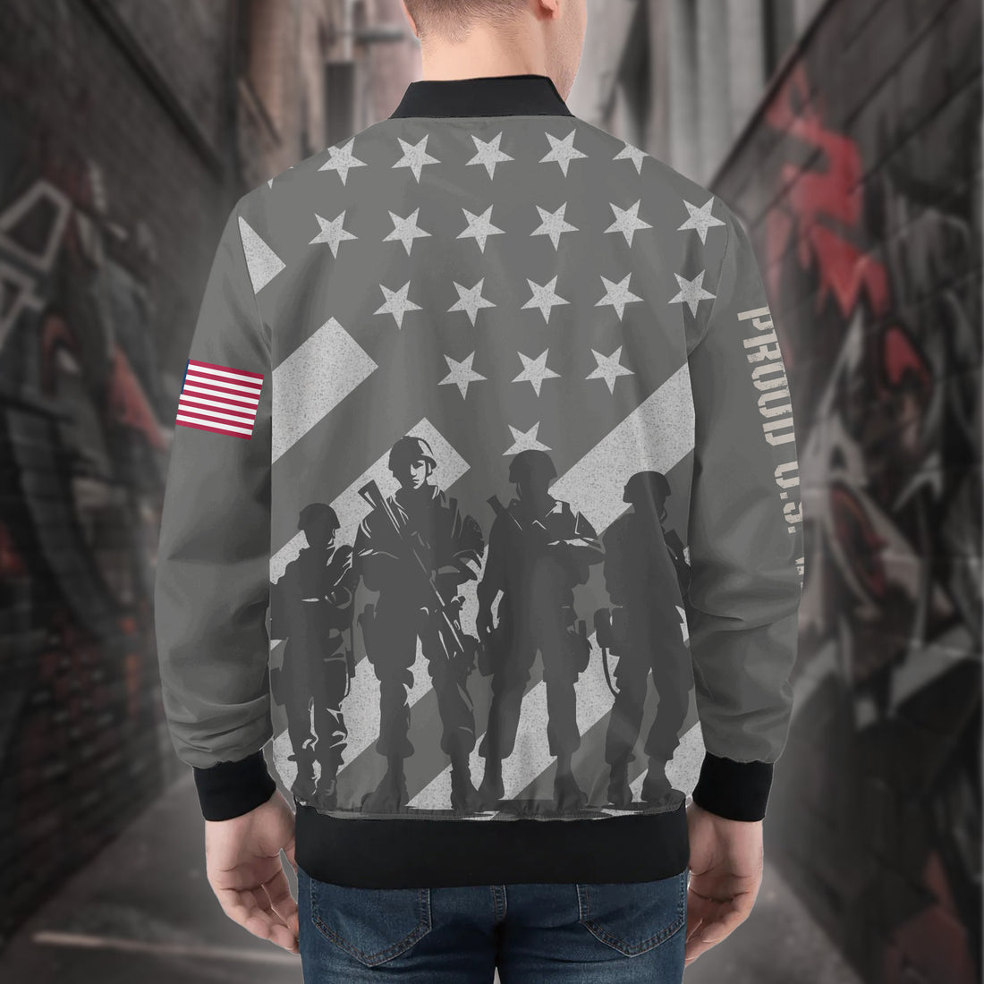 Proud U.S. Veteran Honoring Service Sacrifice and the Unbreakable Spirit of American Heroes All-over Print Bomber Jacket