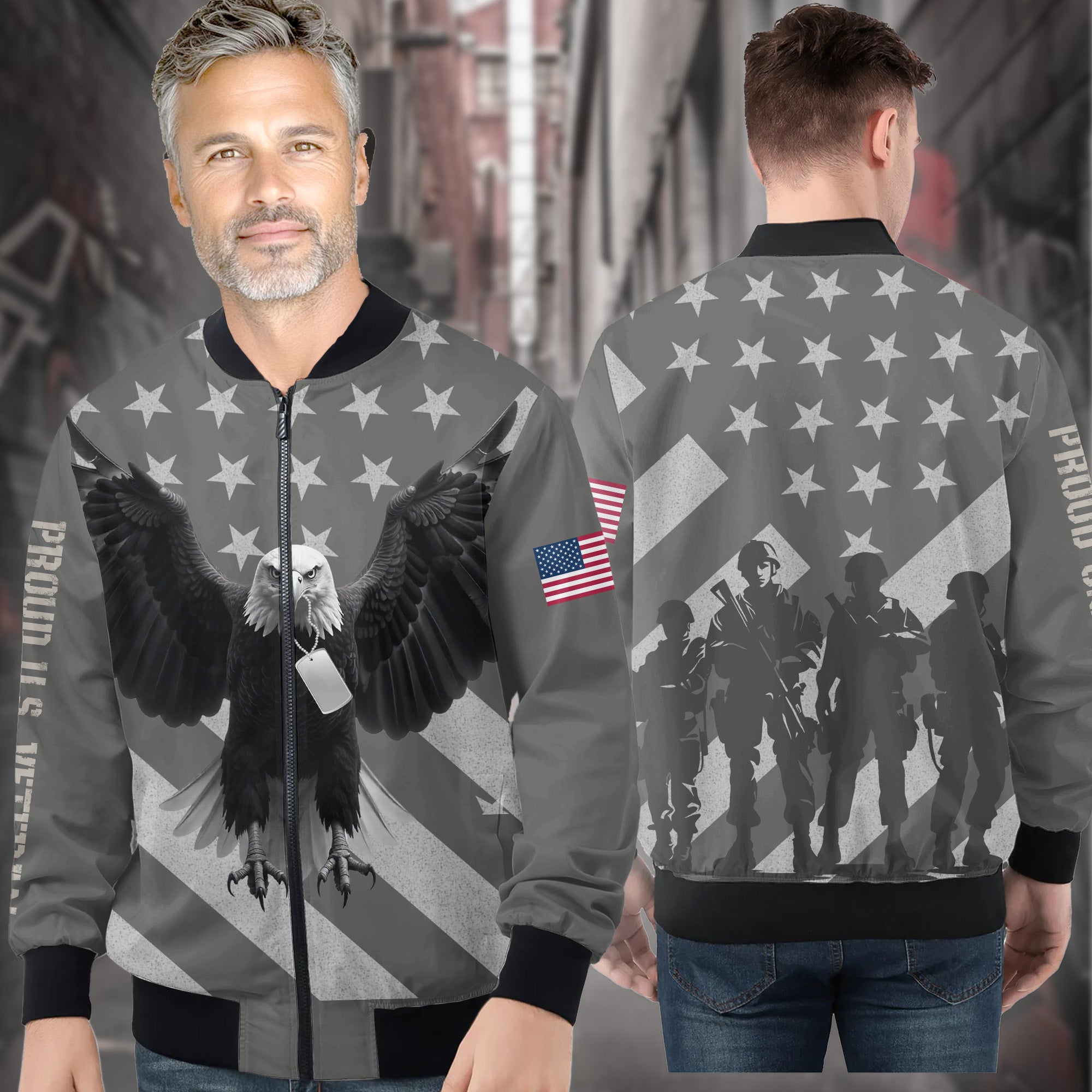 Proud U.S. Veteran Honoring Service Sacrifice and the Unbreakable Spirit of American Heroes All-over Print Bomber Jacket