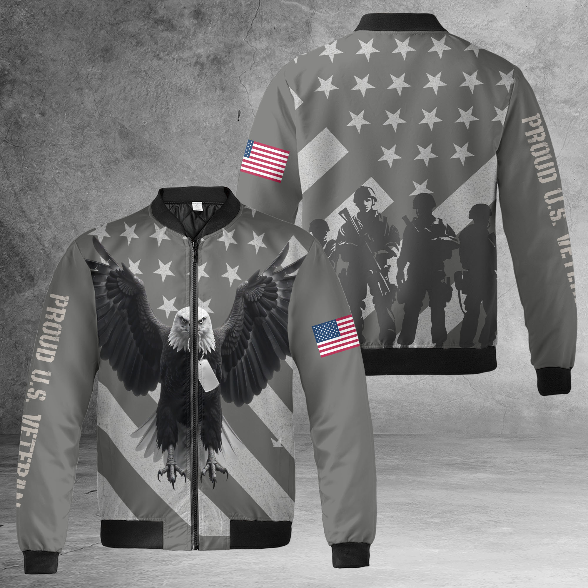 Proud U.S. Veteran Honoring Service Sacrifice and the Unbreakable Spirit of American Heroes All-over Print Bomber Jacket