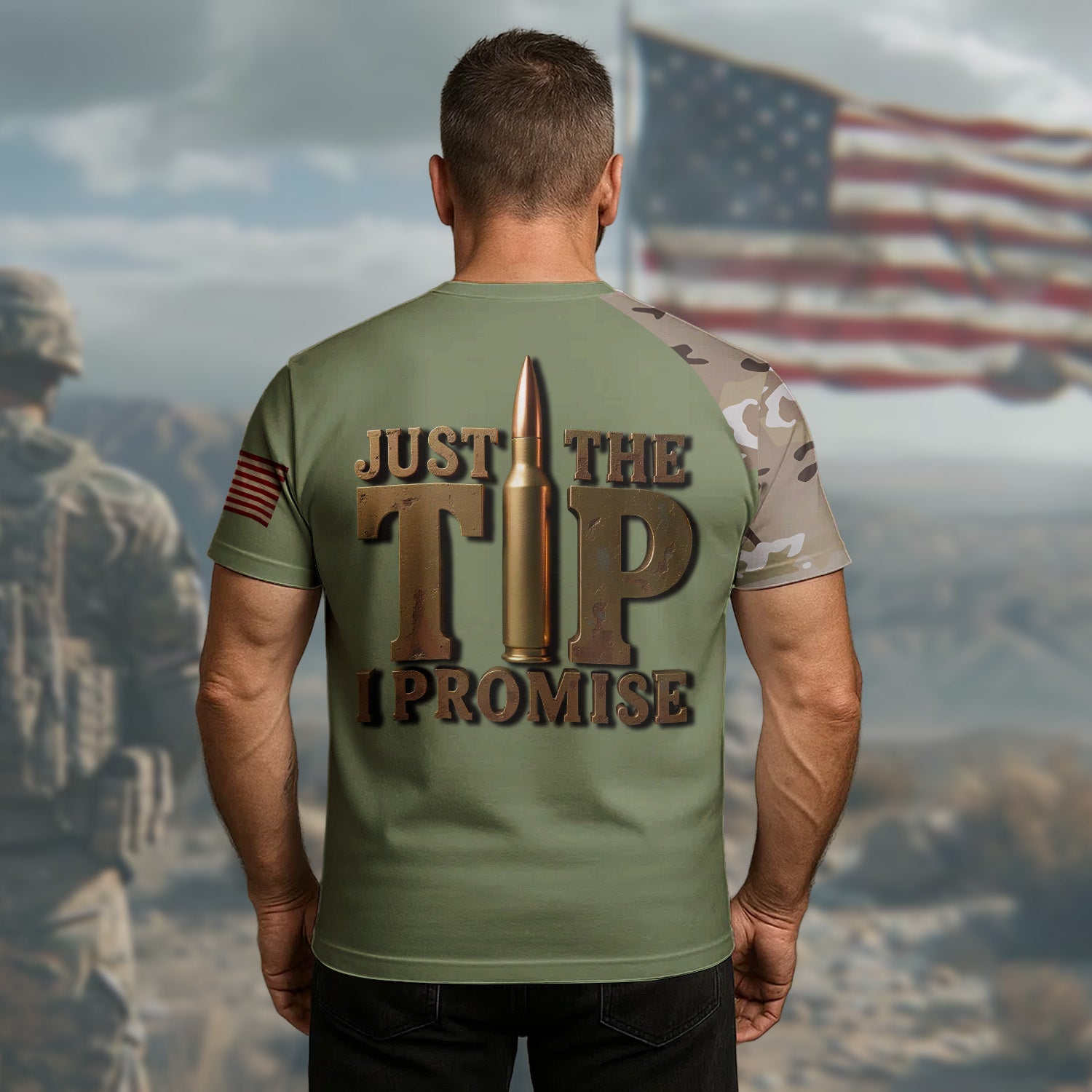Just the Tip I Promise Veteran Humor Bold Attitude with a Military Twist and No Apologies All-over Print T-Shirt
