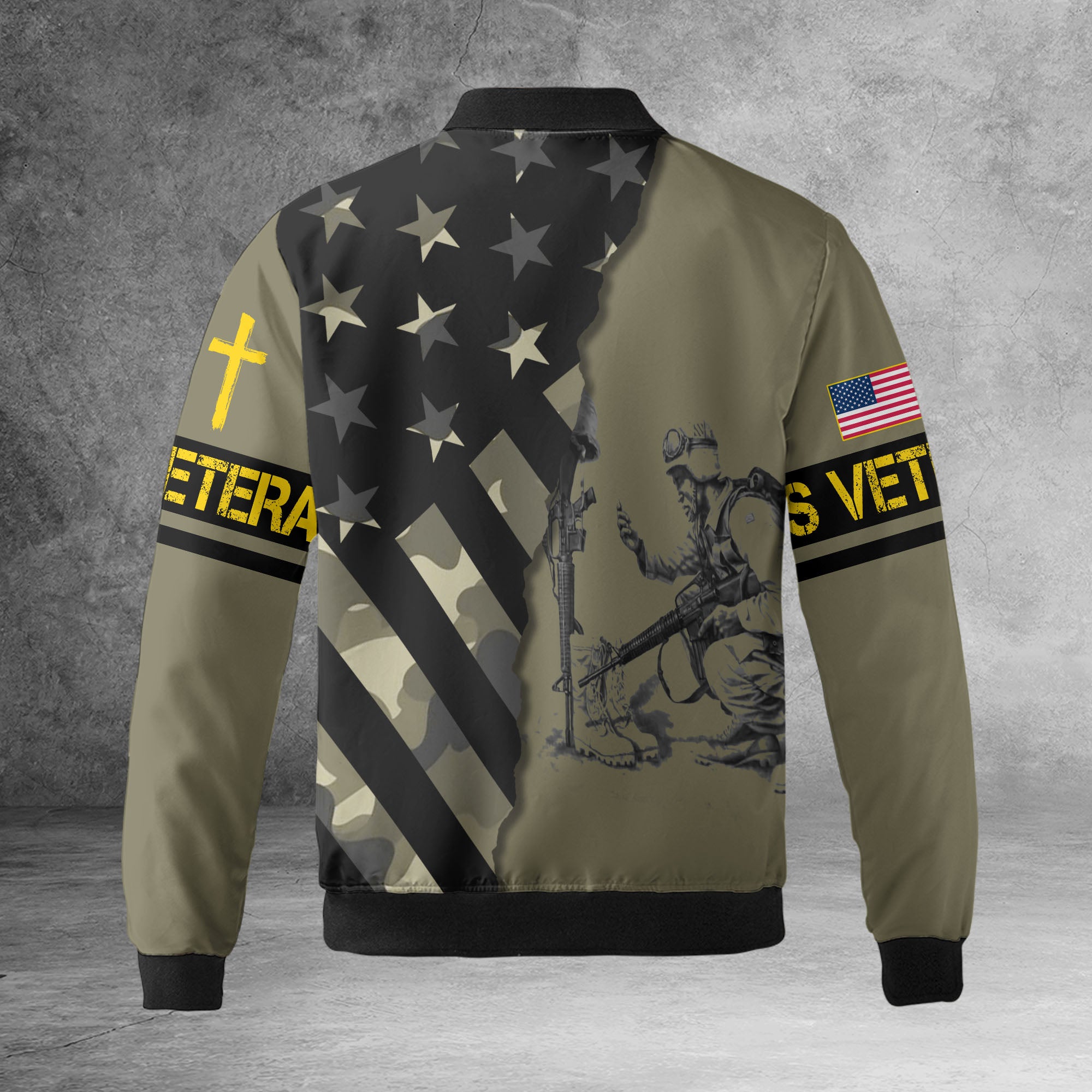 One Nation Under God United in Faith Freedom and Strength Honoring Veterans and Country All-over Print Bomber Jacket