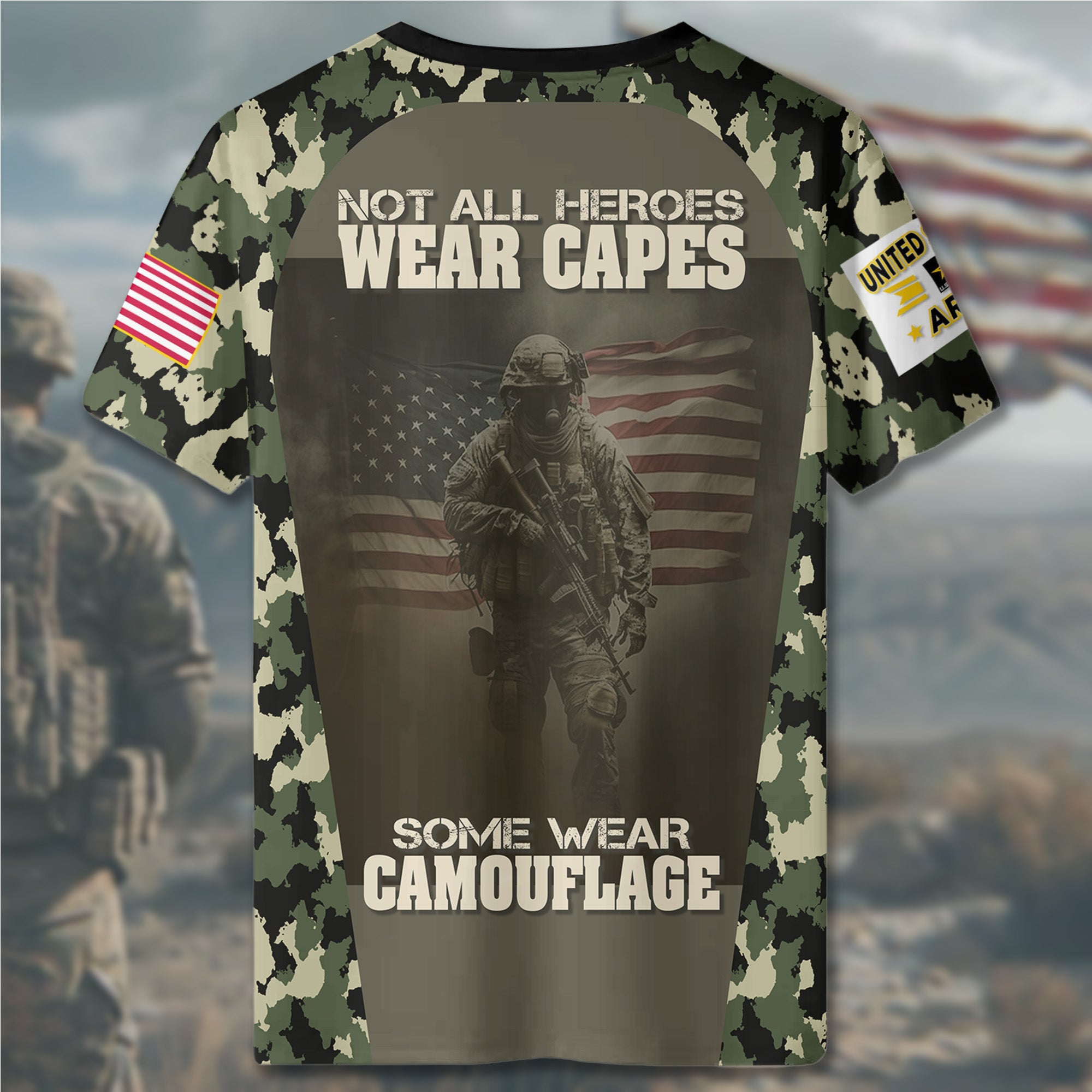 Not All Heroes Wear Capes Some Wear Camouflage Proud Military Veteran Tribute to Real Heroes All-over Print T-Shirt