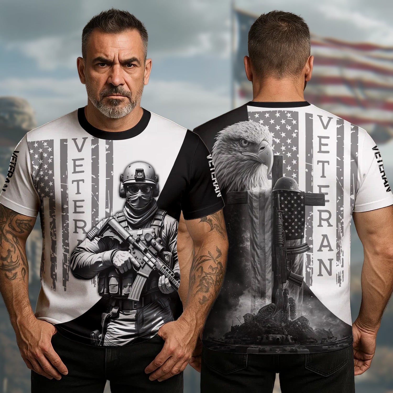 Veteran Proud Defender of Freedom Honoring Service Sacrifice and the Spirit of a True Hero All-over Print T-Shirt