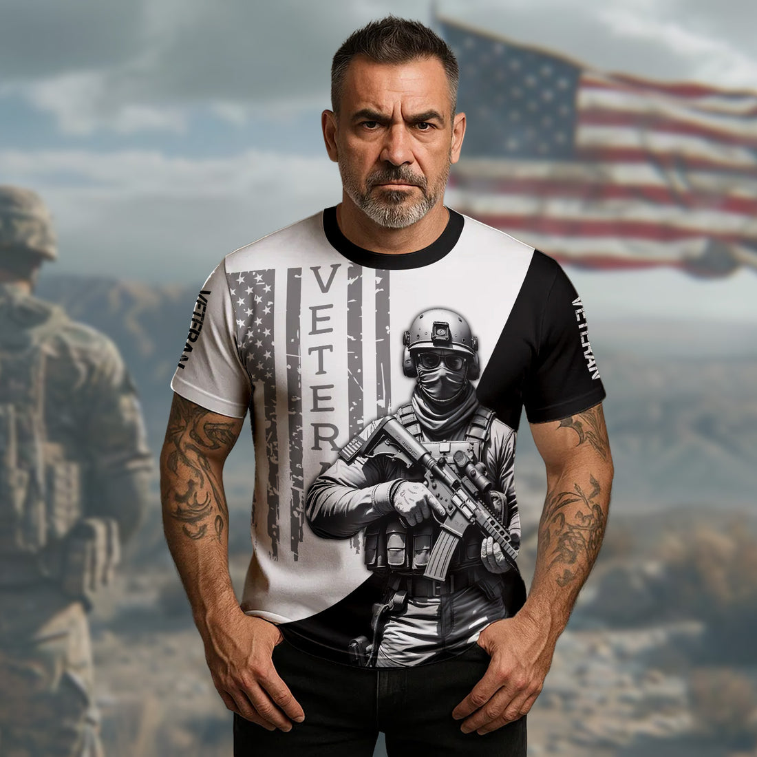 Veteran Proud Defender of Freedom Honoring Service Sacrifice and the Spirit of a True Hero All-over Print T-Shirt
