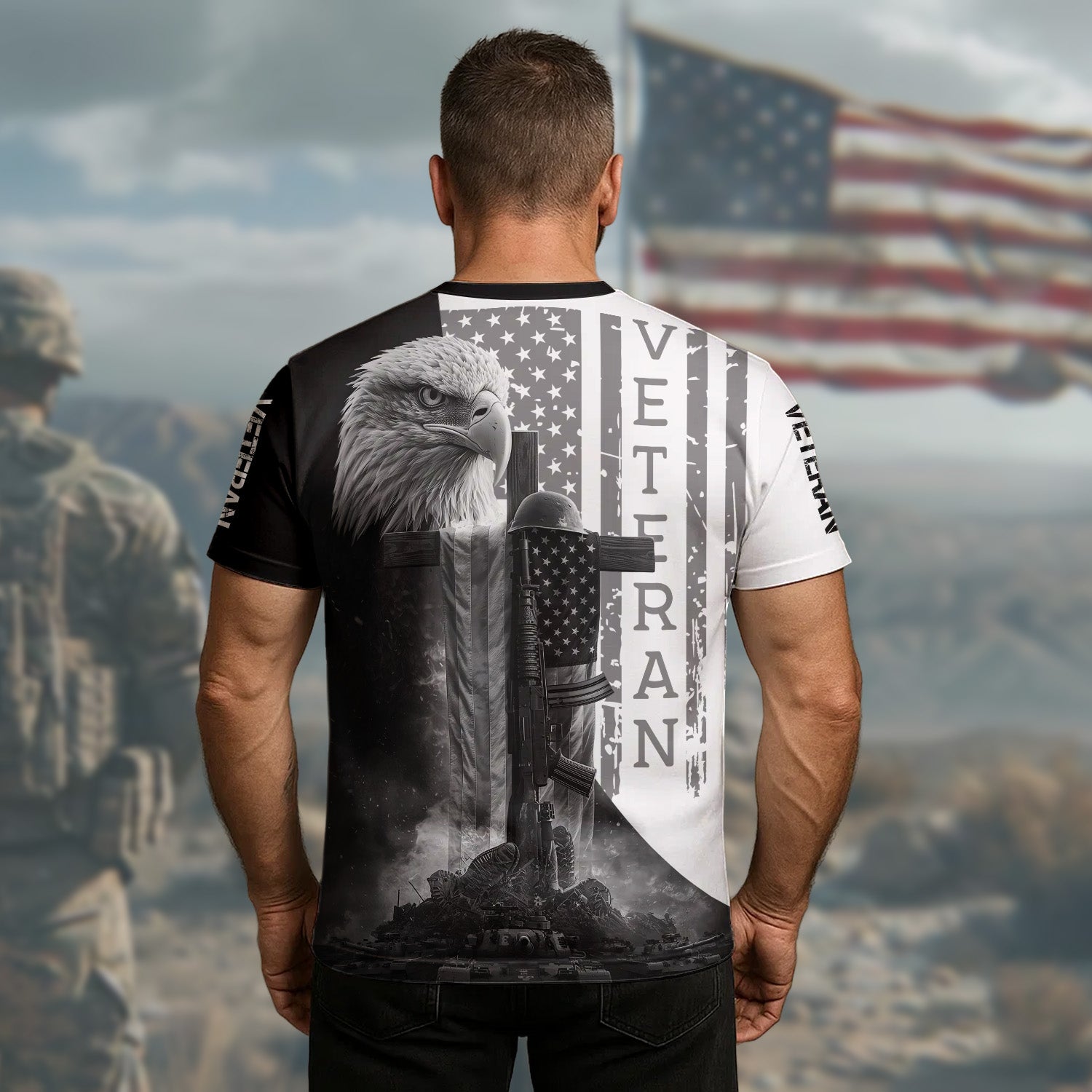 Veteran Proud Defender of Freedom Honoring Service Sacrifice and the Spirit of a True Hero All-over Print T-Shirt