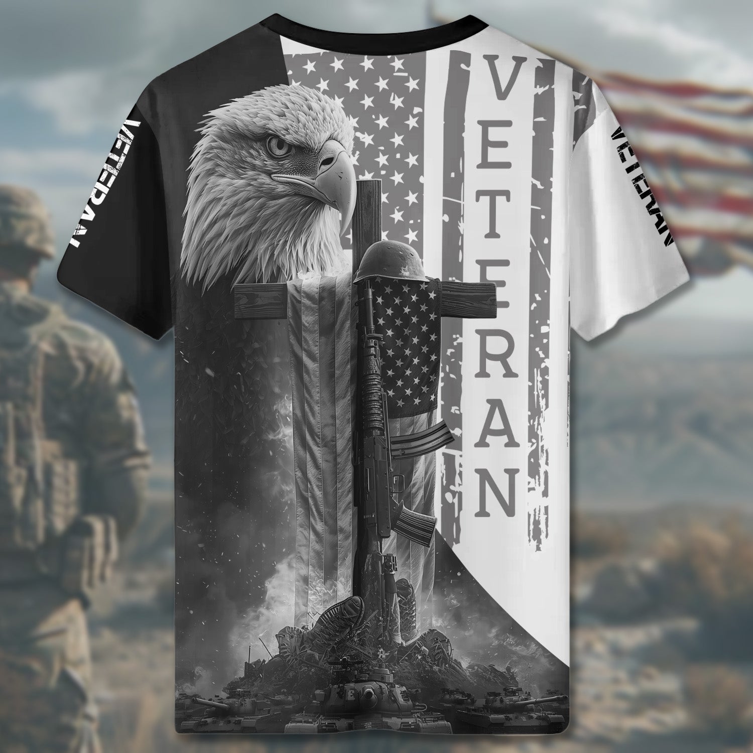 Veteran Proud Defender of Freedom Honoring Service Sacrifice and the Spirit of a True Hero All-over Print T-Shirt