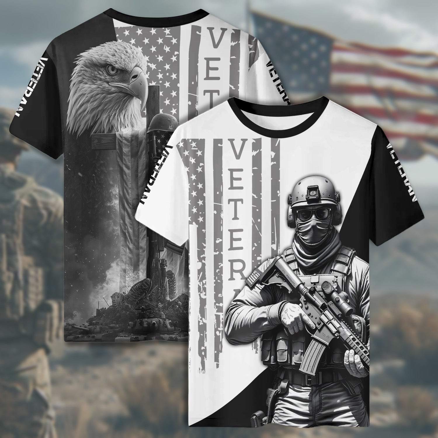 Veteran Proud Defender of Freedom Honoring Service Sacrifice and the Spirit of a True Hero All-over Print T-Shirt