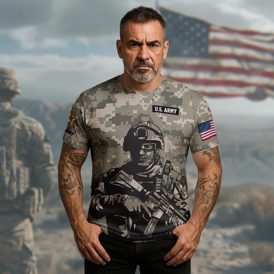 Veteran Born to Serve Ready to Burn Bright Living with Purpose Honor and Unshakable Pride All-over Print T-Shirt