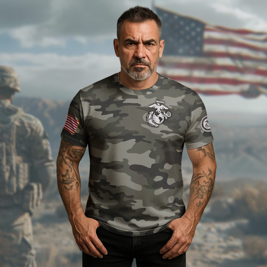 Badass by Birth Veteran by All-over Print T-Shirt