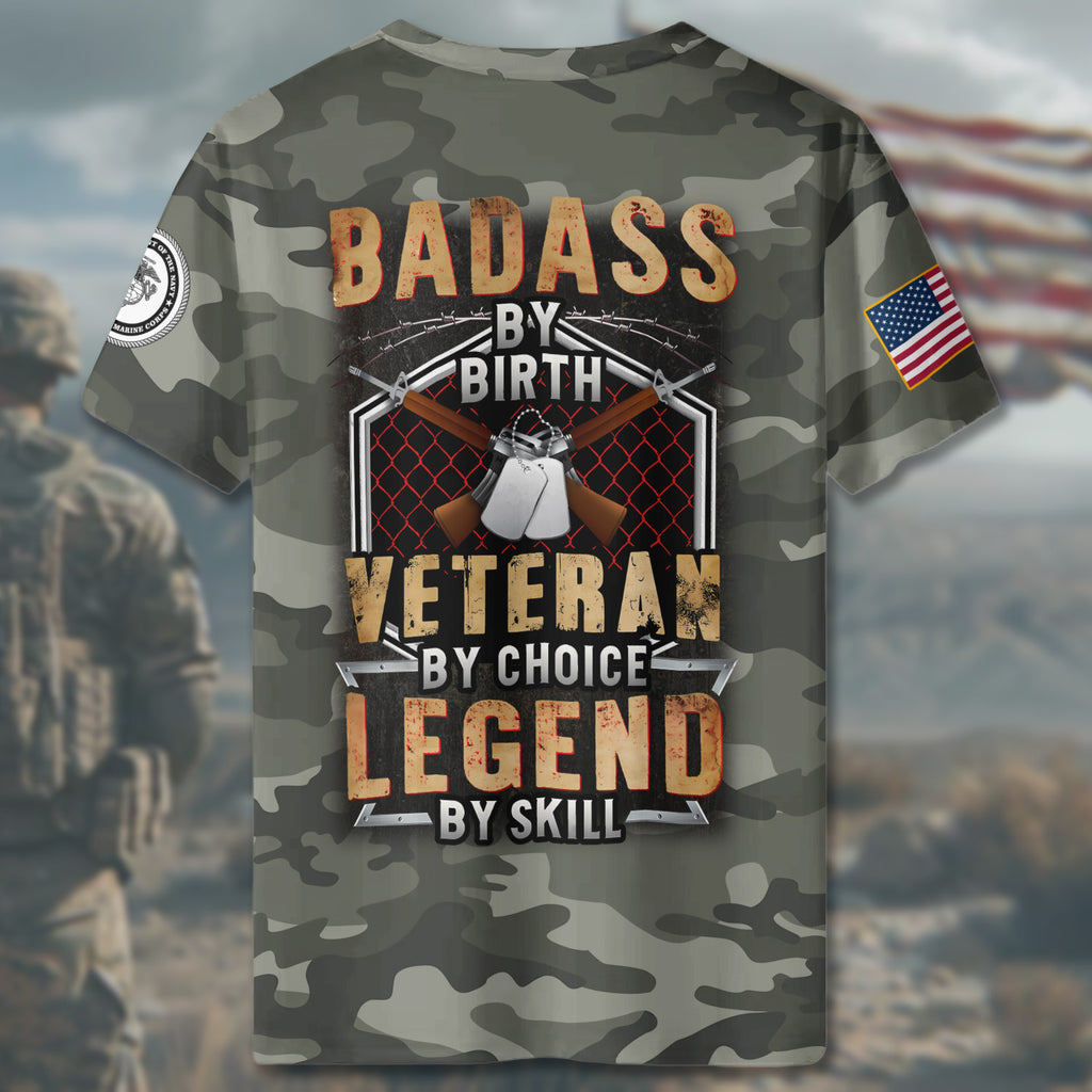 Badass by Birth Veteran by All-over Print T-Shirt