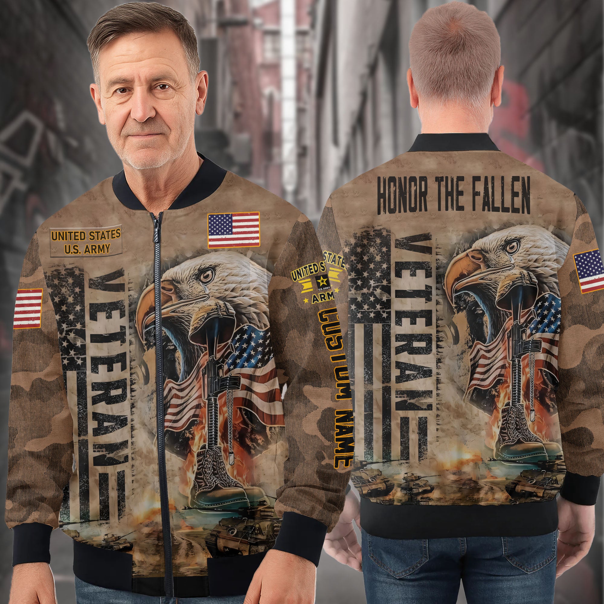 Veteran Pride Personalized All-over Print Bomber Jacket