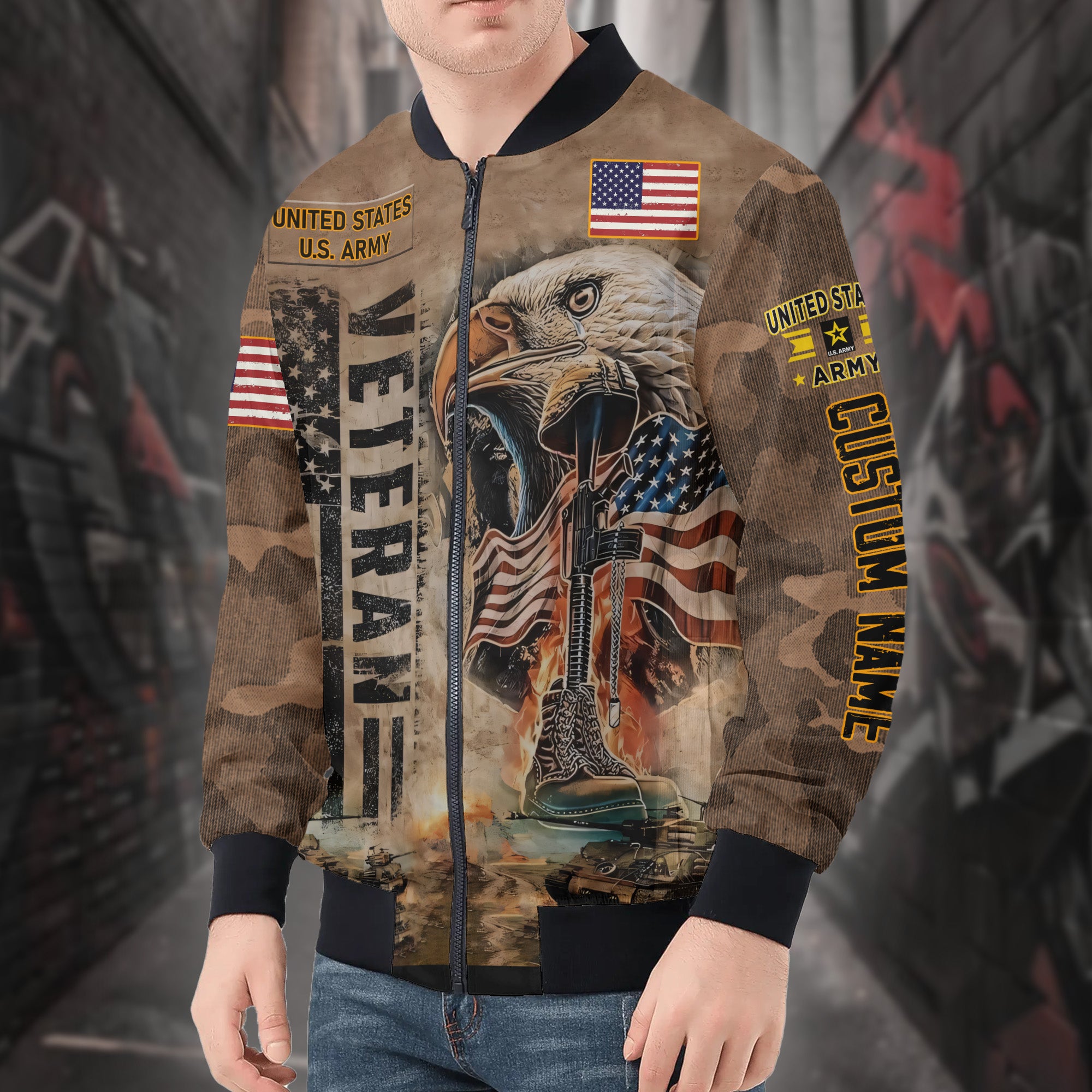 Veteran Pride Personalized All-over Print Bomber Jacket