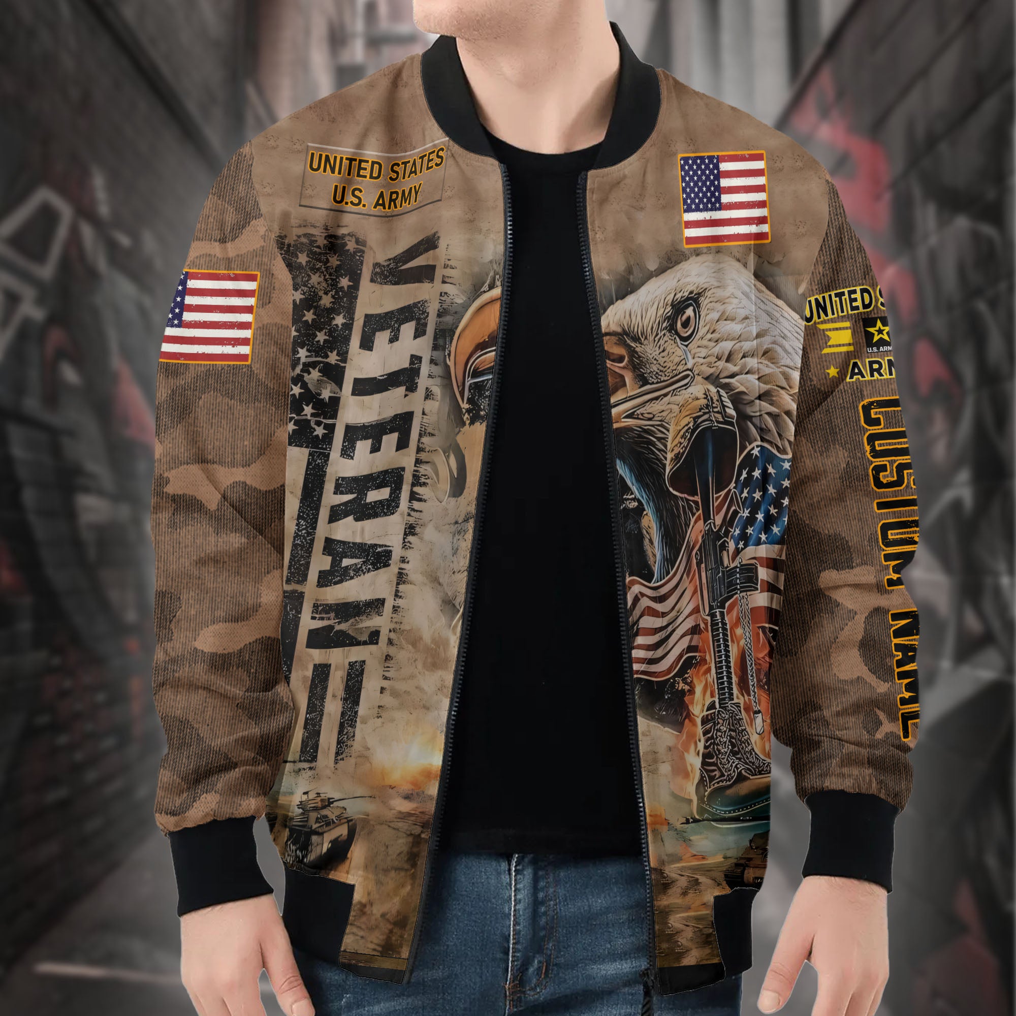 Veteran Pride Personalized All-over Print Bomber Jacket