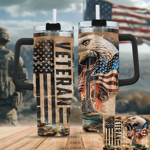 Veteran Pride All-over Print Personalized Tumbler 40oz