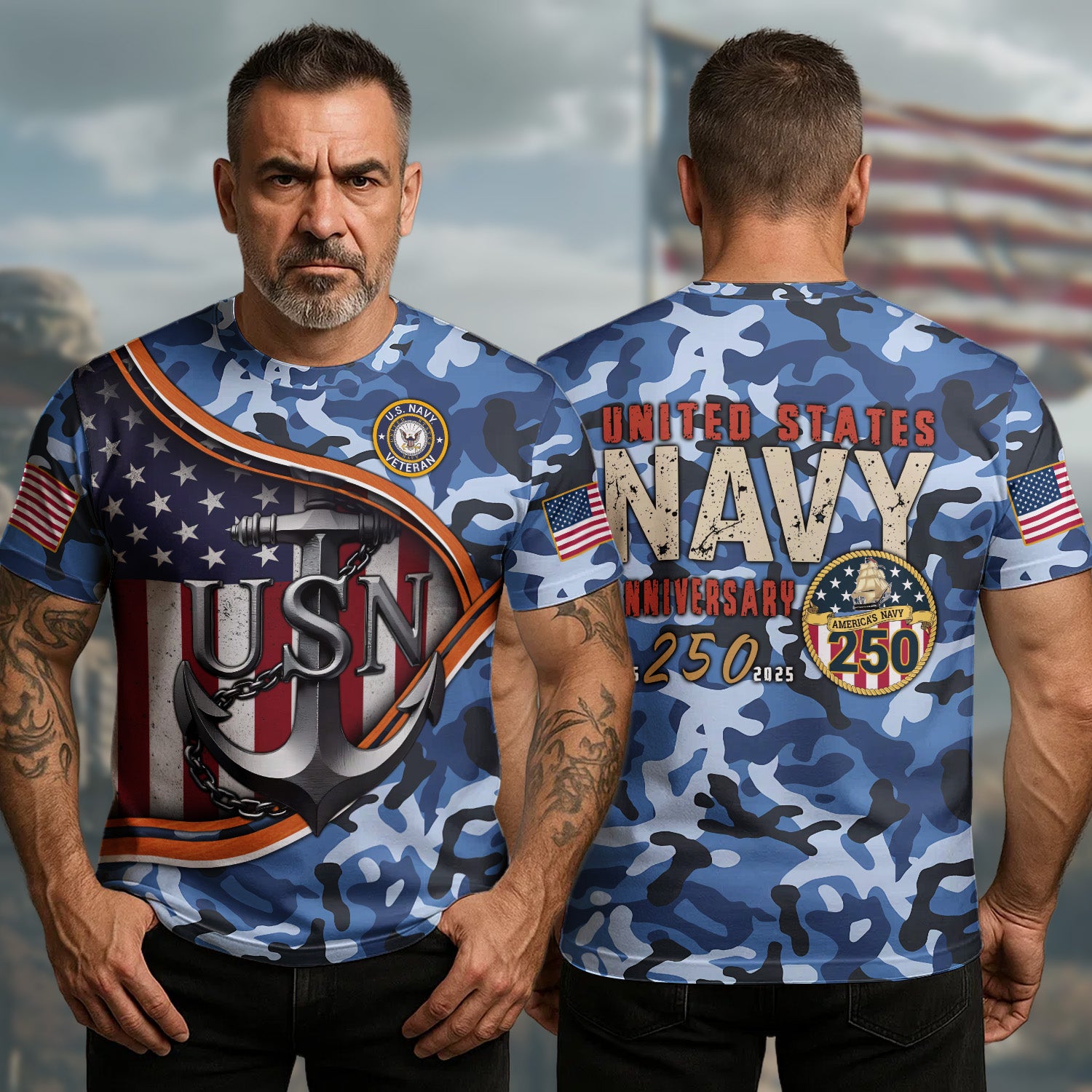 United States Navy 250th All-over Print T-Shirt