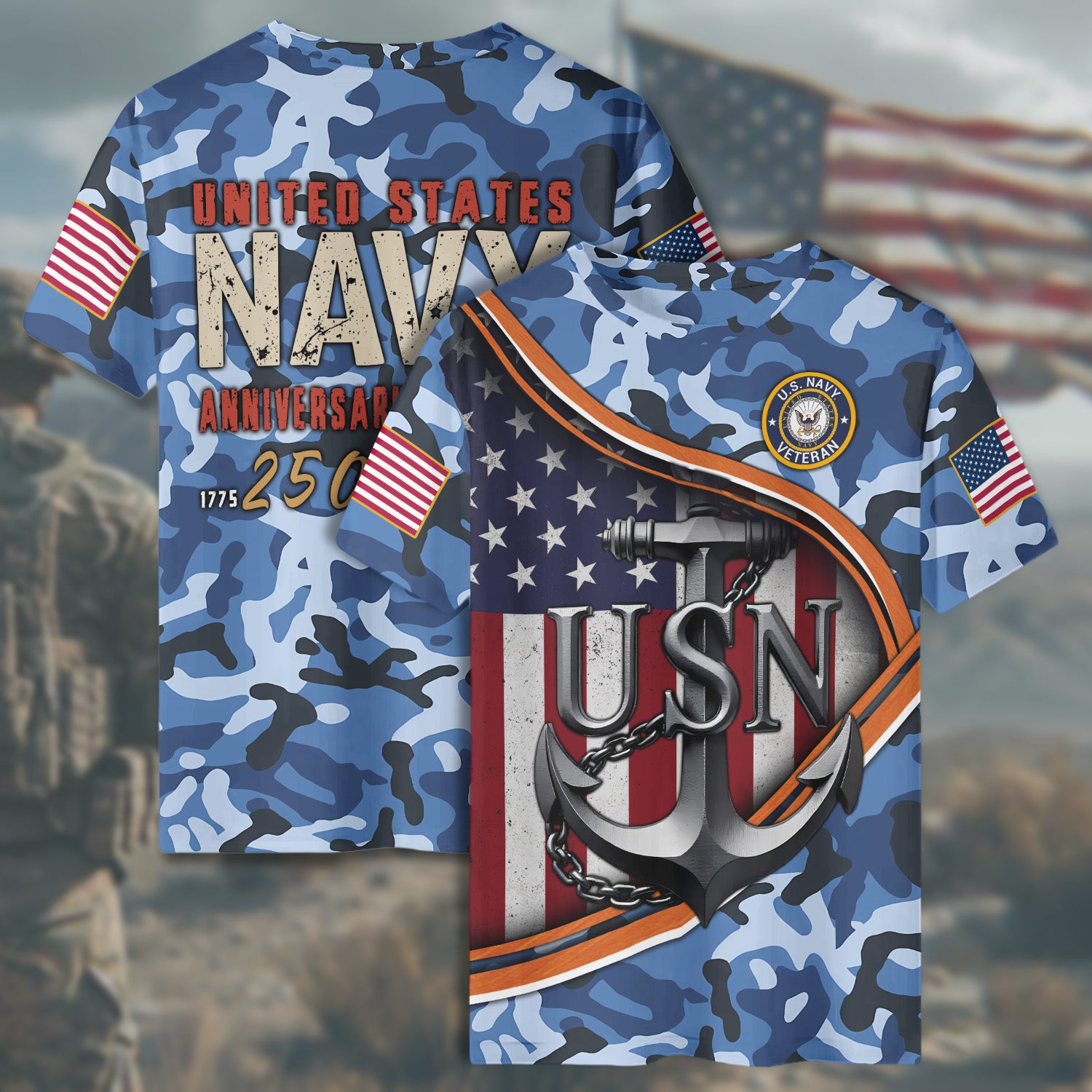 United States Navy 250th All-over Print T-Shirt