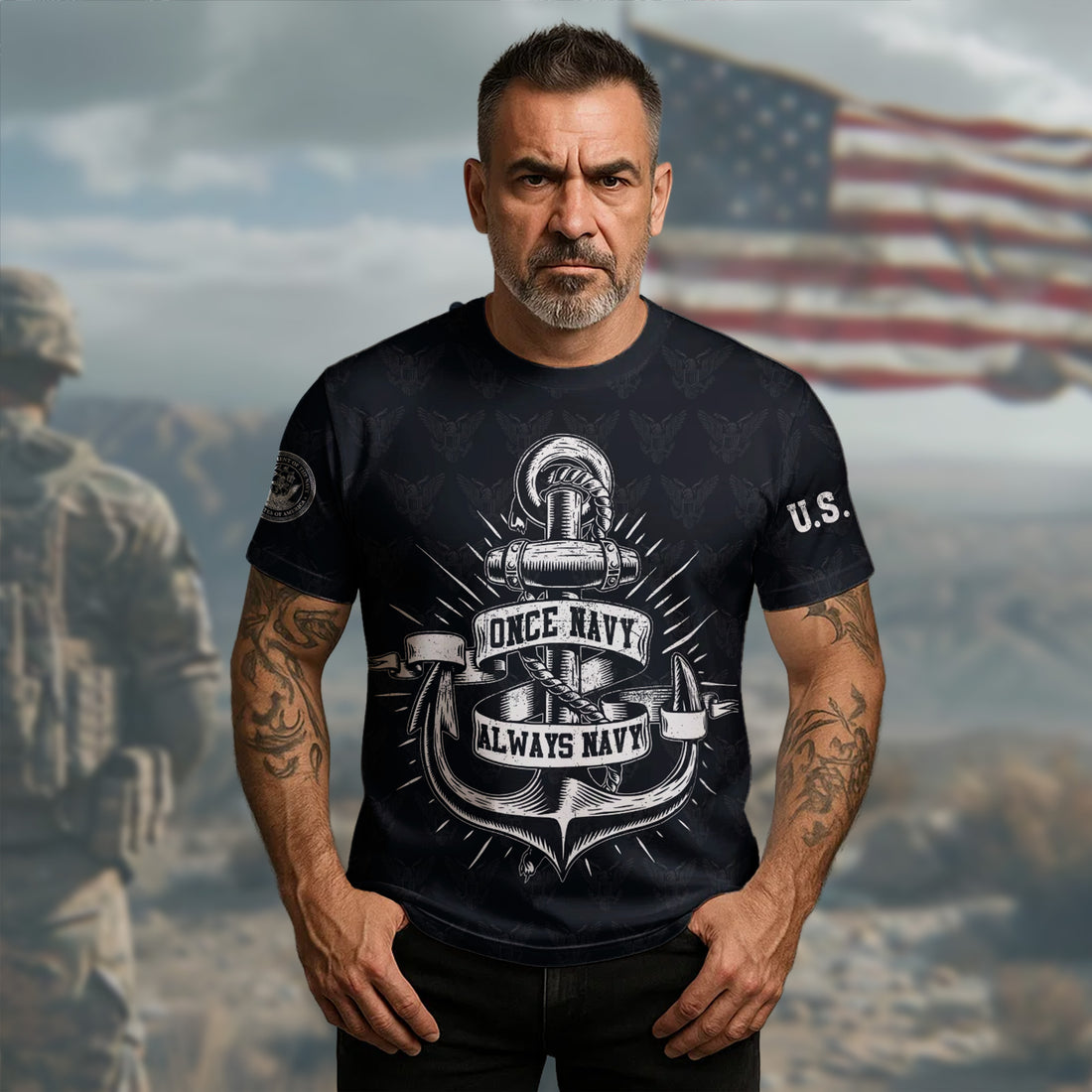 Once Navy Always Navy I Served I Sacrificed I Regret Nothing I Am a Proud Navy Veteran for Life All-over Print T-Shirt