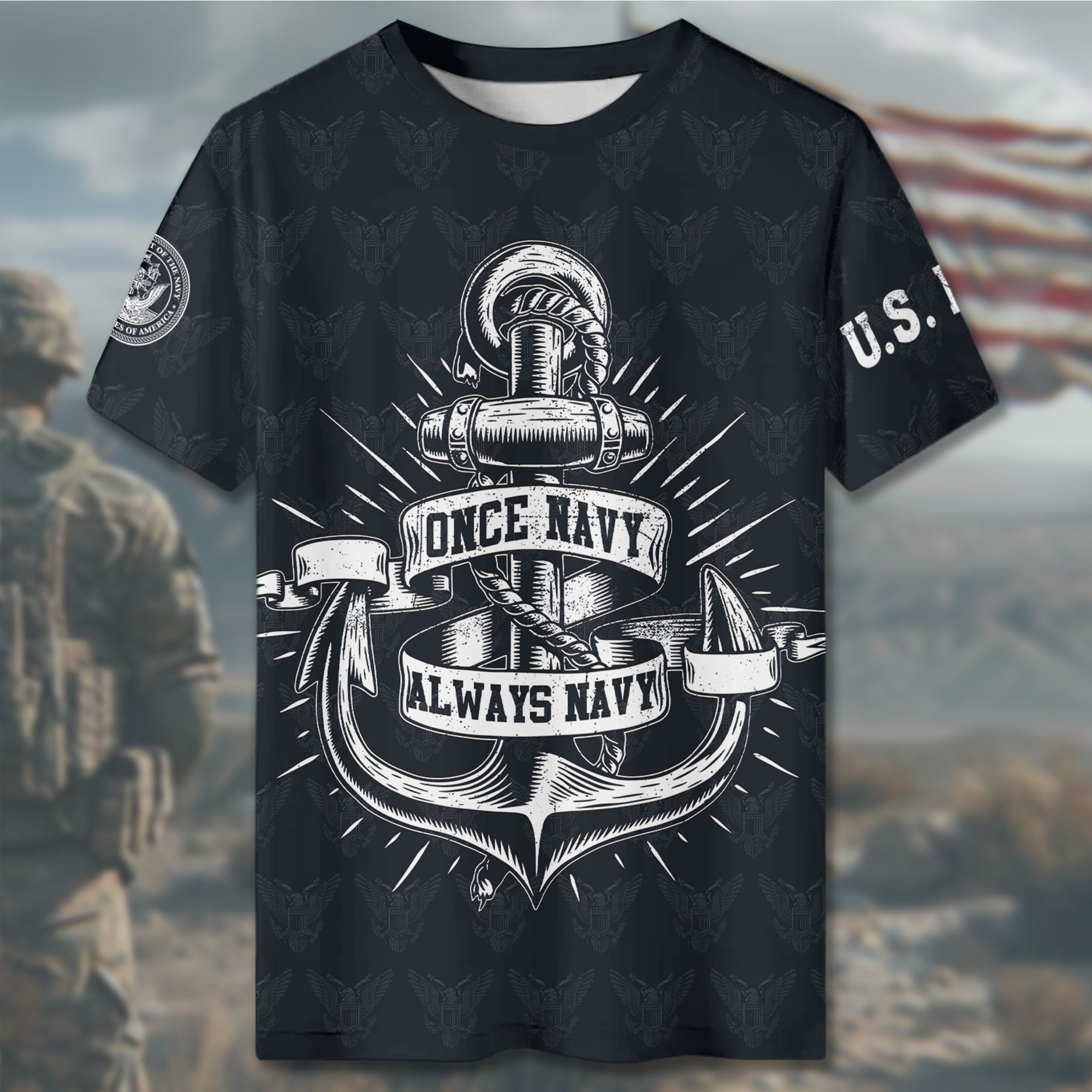 Once Navy Always Navy I Served I Sacrificed I Regret Nothing I Am a Proud Navy Veteran for Life All-over Print T-Shirt