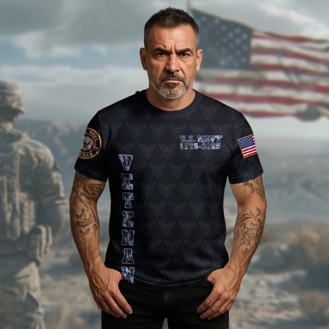 U.S. Navy Power of the Sea Driven by Honor Courage and Commitment to Freedom and Service All-over Print T-Shirt
