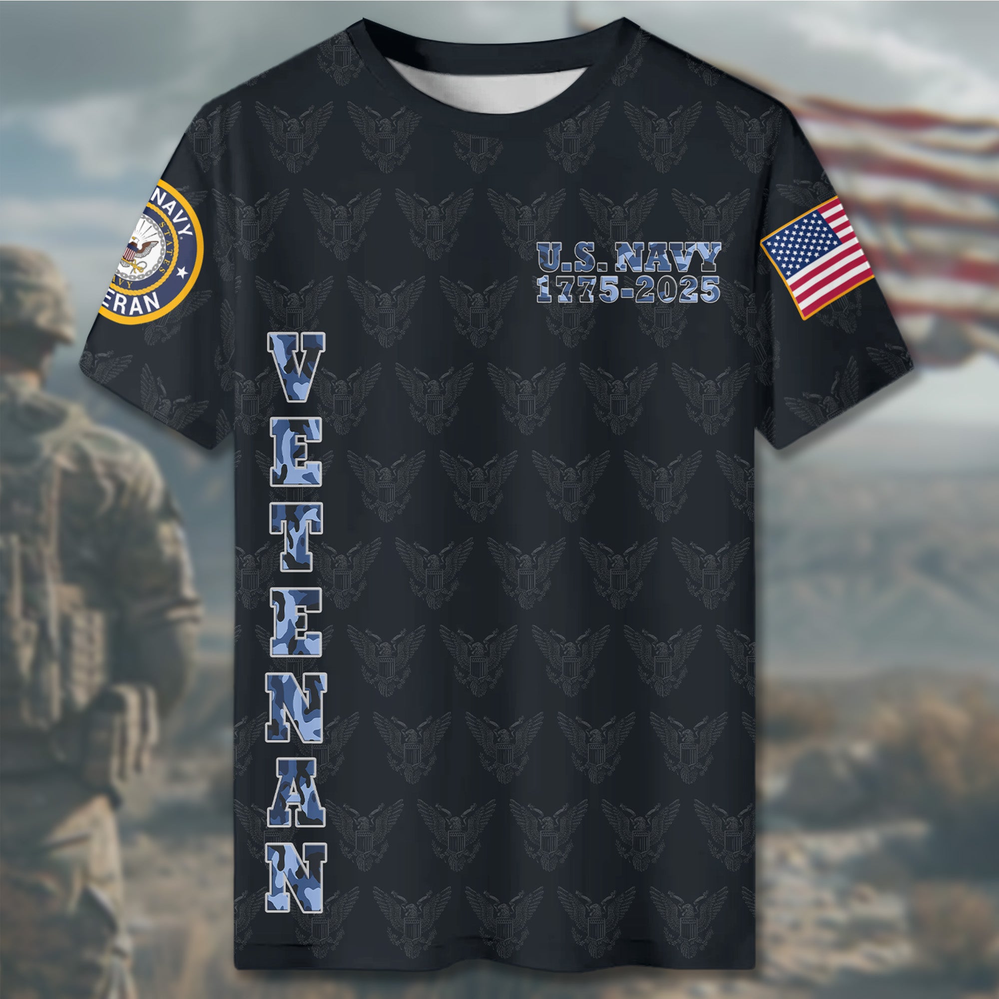 U.S. Navy Power of the Sea Driven by Honor Courage and Commitment to Freedom and Service All-over Print T-Shirt