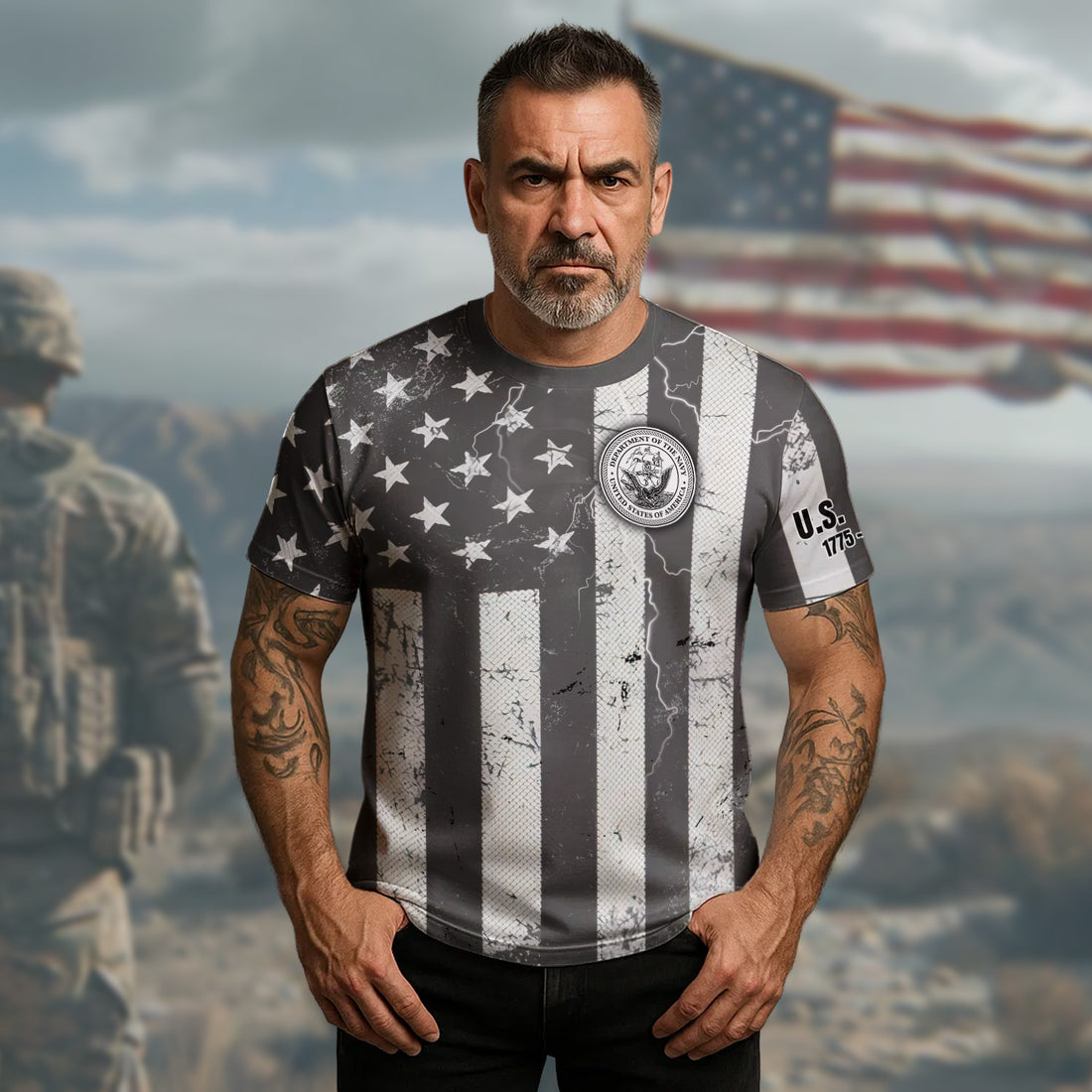 U.S. Navy Veteran Proudly Served with Honor Courage and a Lifelong Commitment to the Sea All-over Print T-Shirt