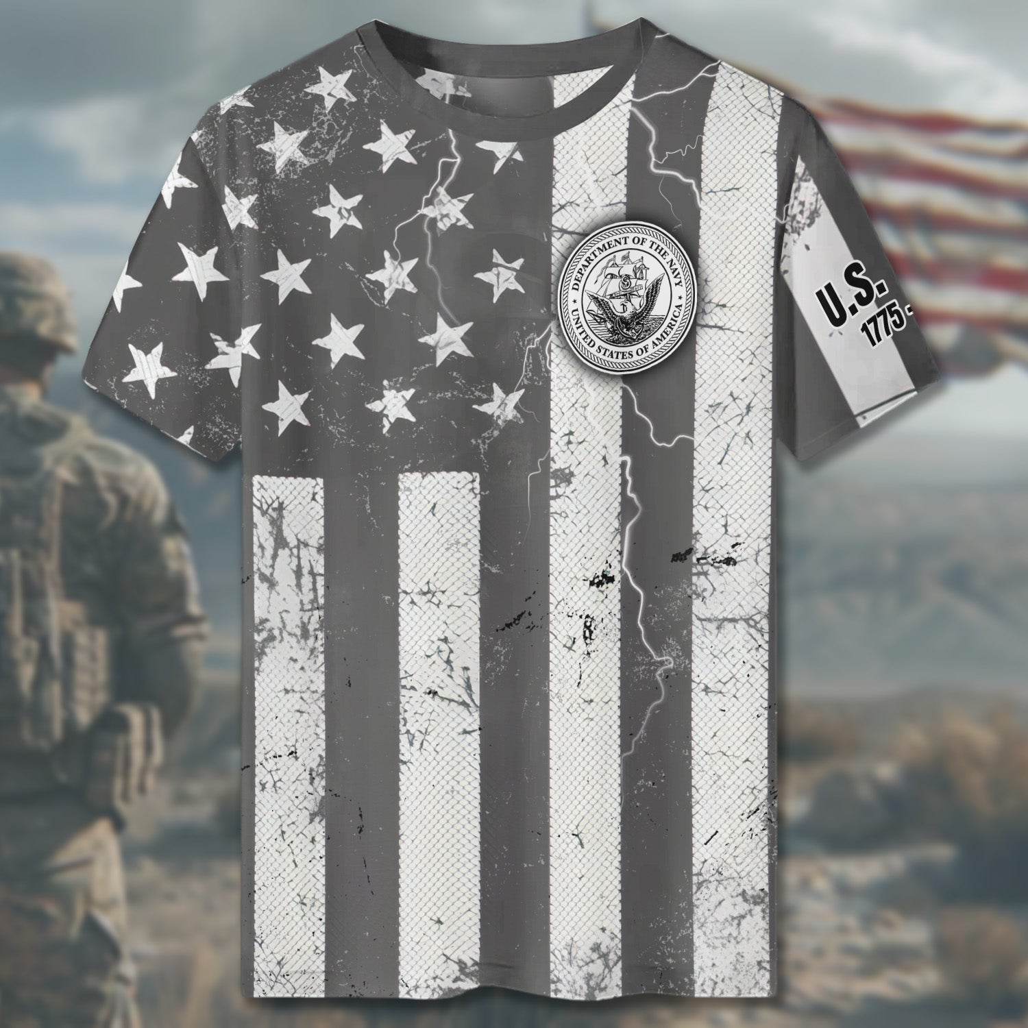 U.S. Navy Veteran Proudly Served with Honor Courage and a Lifelong Commitment to the Sea All-over Print T-Shirt