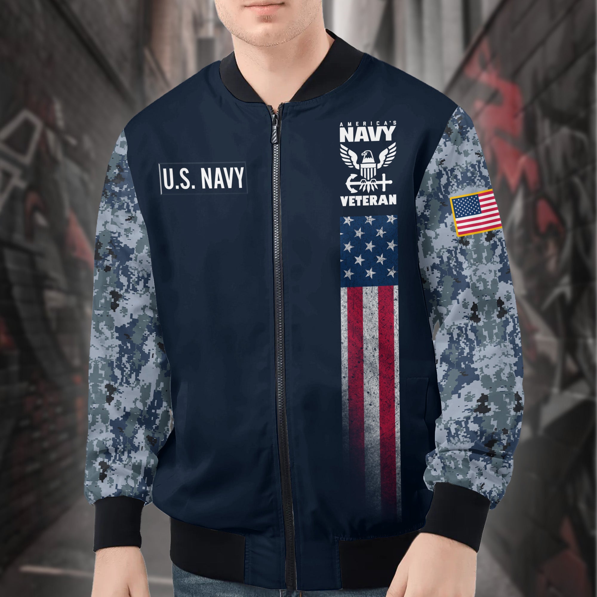 U.S. Navy Strength All-over Print Bomber Jacket