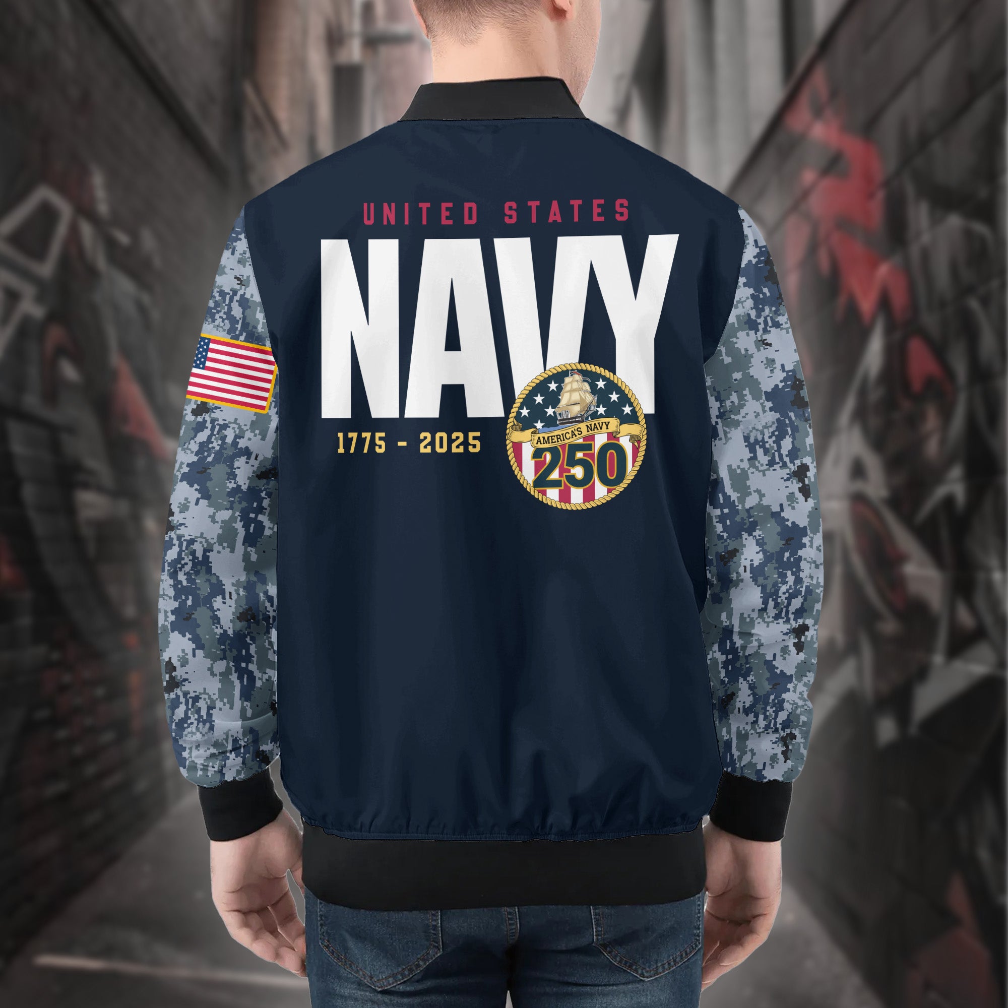 U.S. Navy Strength All-over Print Bomber Jacket