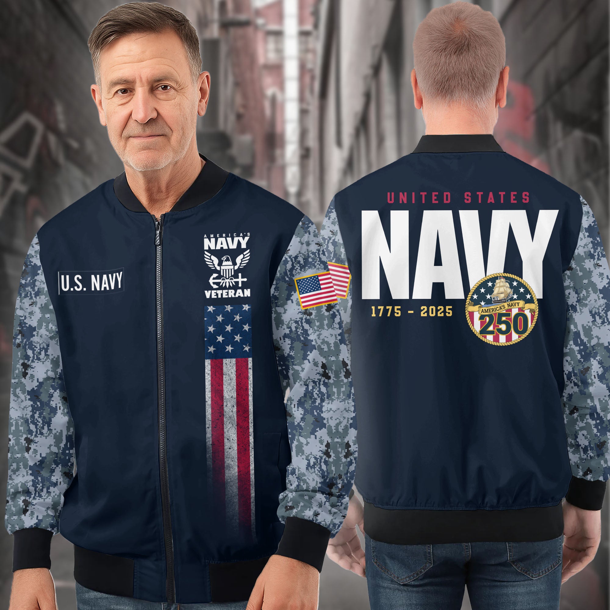 U.S. Navy Strength All-over Print Bomber Jacket
