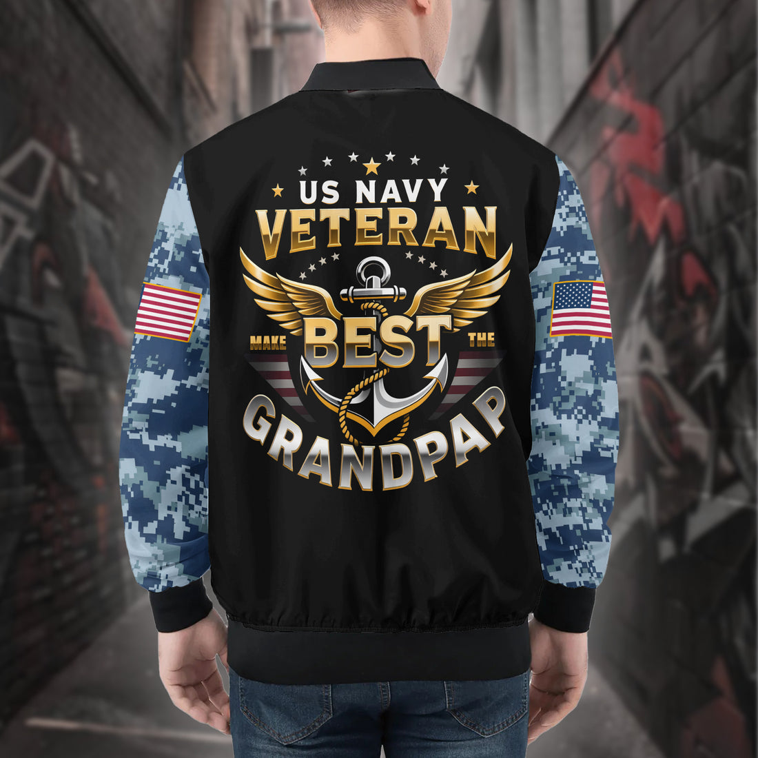 U.S. Navy Grandpa Proud All-over Print Bomber Jacket