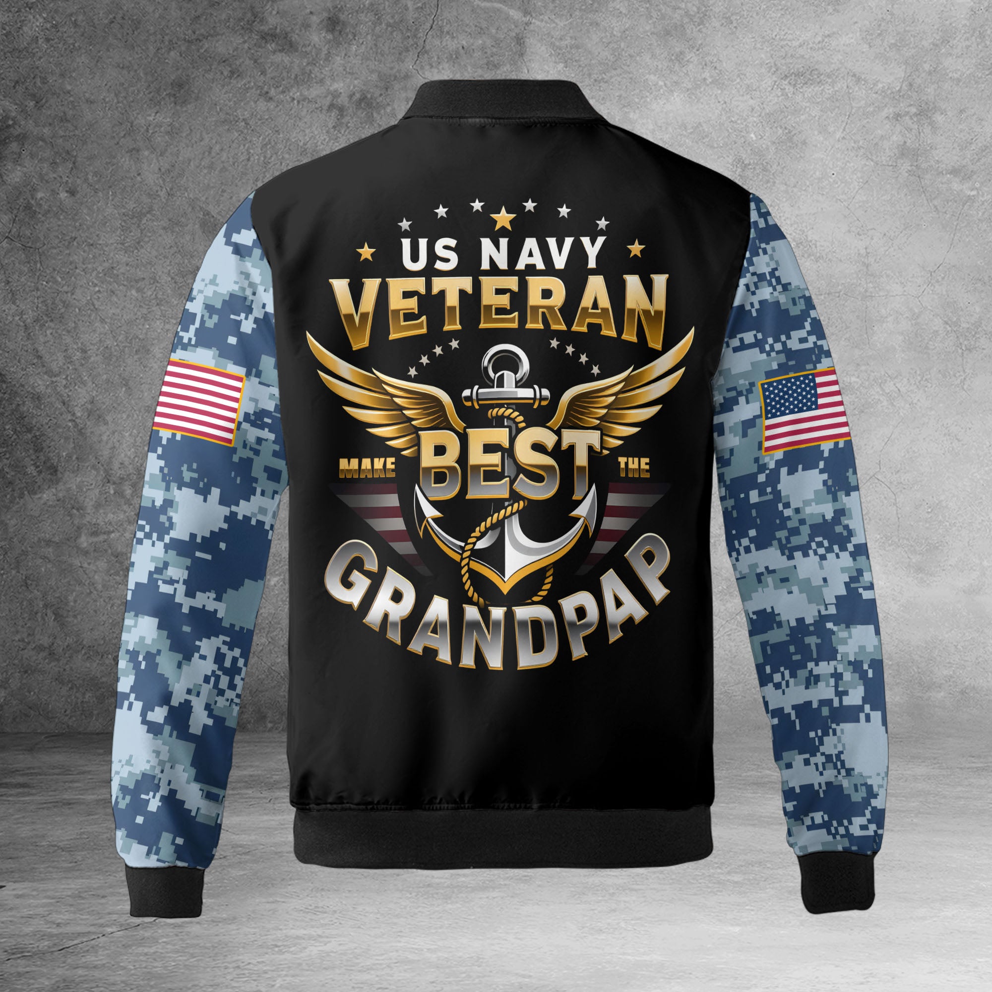 U.S. Navy Grandpa Proud All-over Print Bomber Jacket