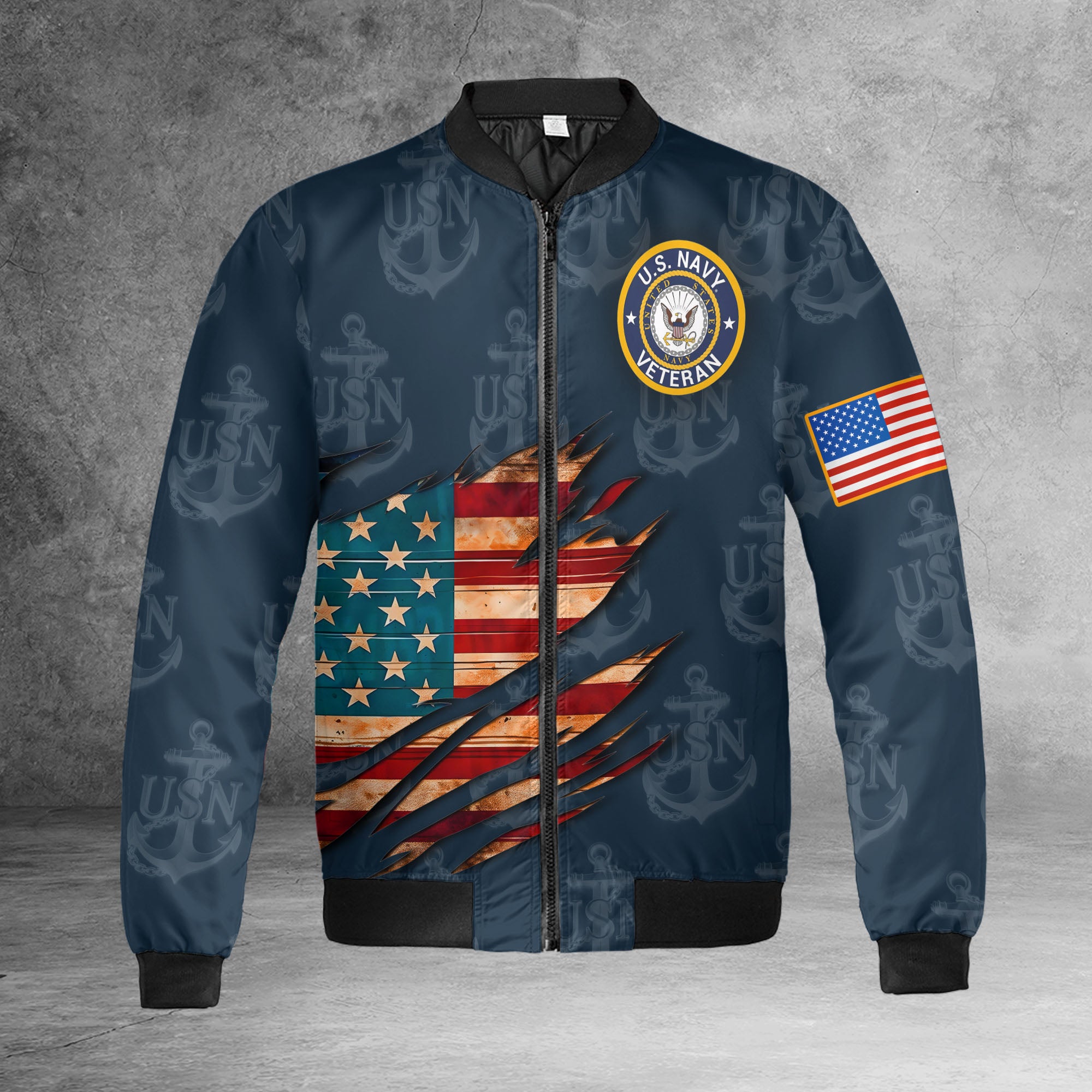 U.S. Navy Pride Runs Deep All-over Print Bomber Jacket