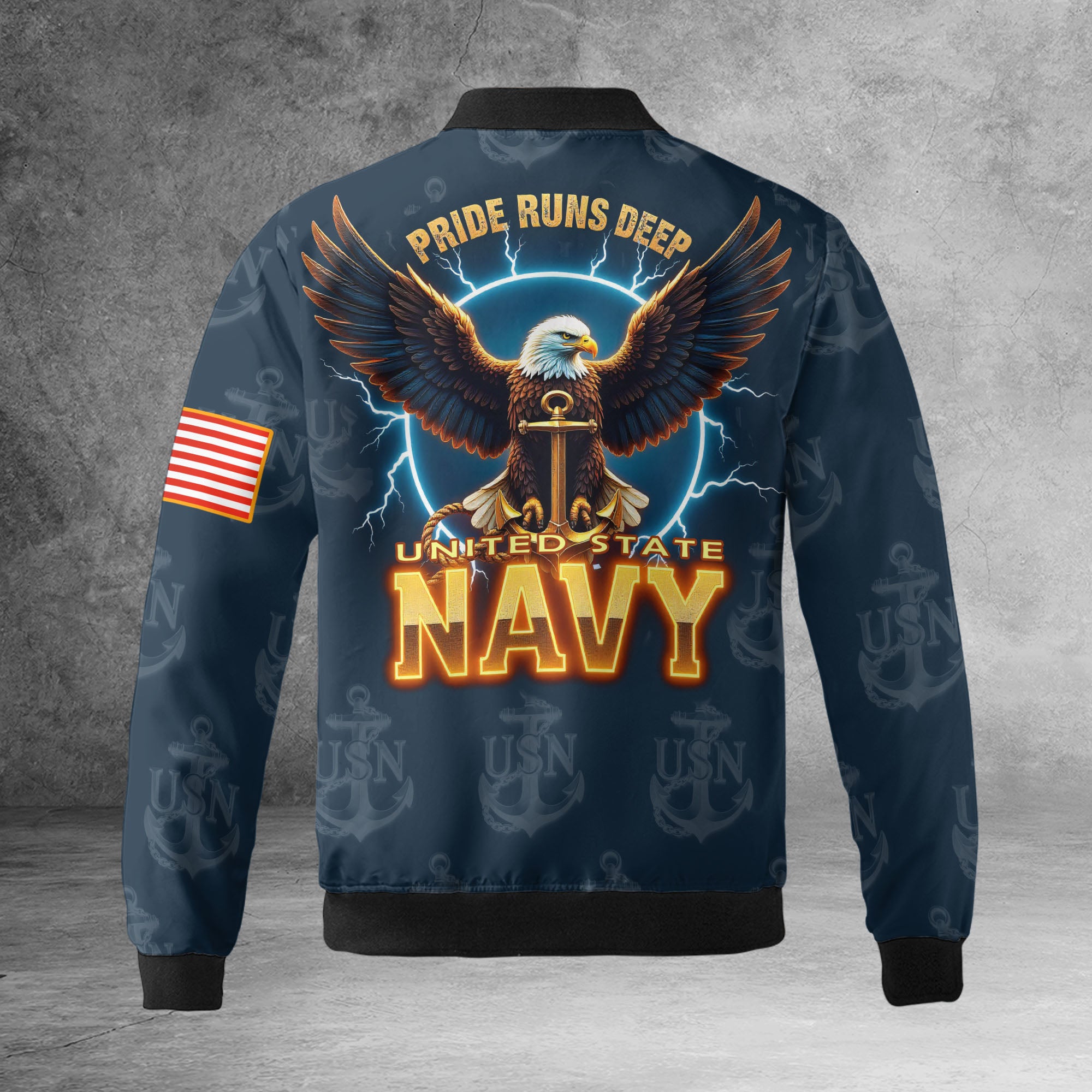 U.S. Navy Pride Runs Deep All-over Print Bomber Jacket