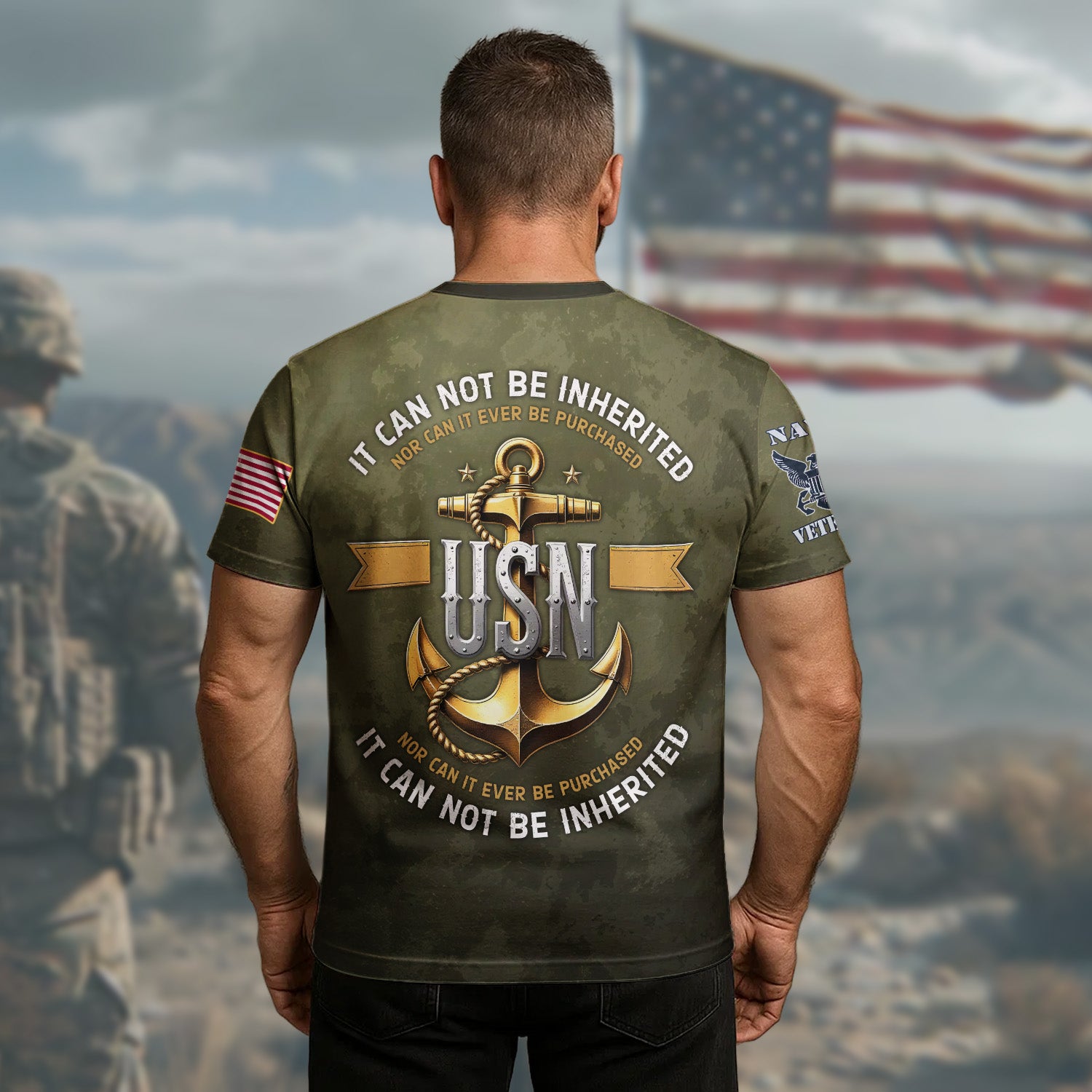 I Earned It with Blood Sweat and Tears I Own Forever the Title Navy Senior Chief US Navy Veteran All-over Print Personalized T-Shirt