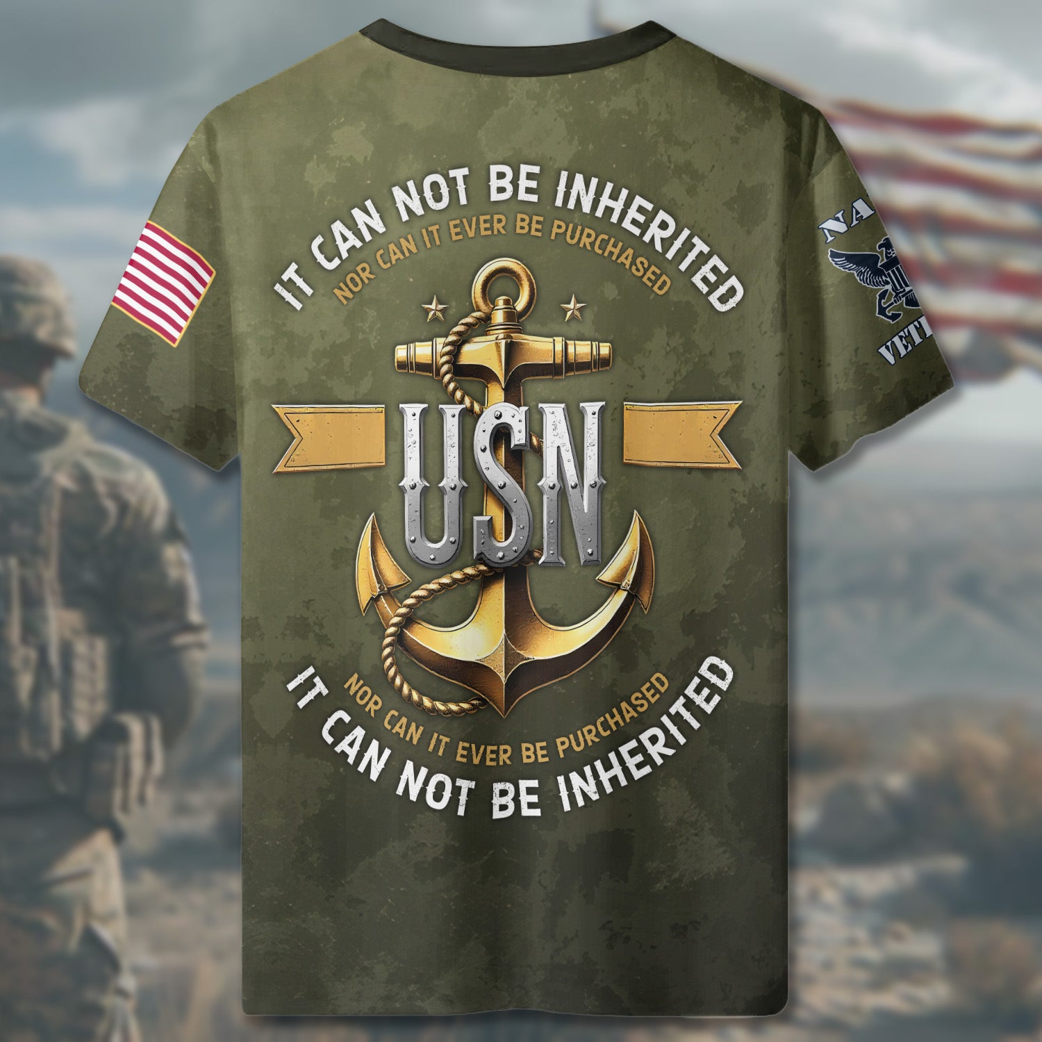 I Earned It with Blood Sweat and Tears I Own Forever the Title Navy Senior Chief US Navy Veteran All-over Print Personalized T-Shirt