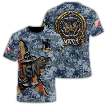 US Navy All-over Print Personalized T-Shirt